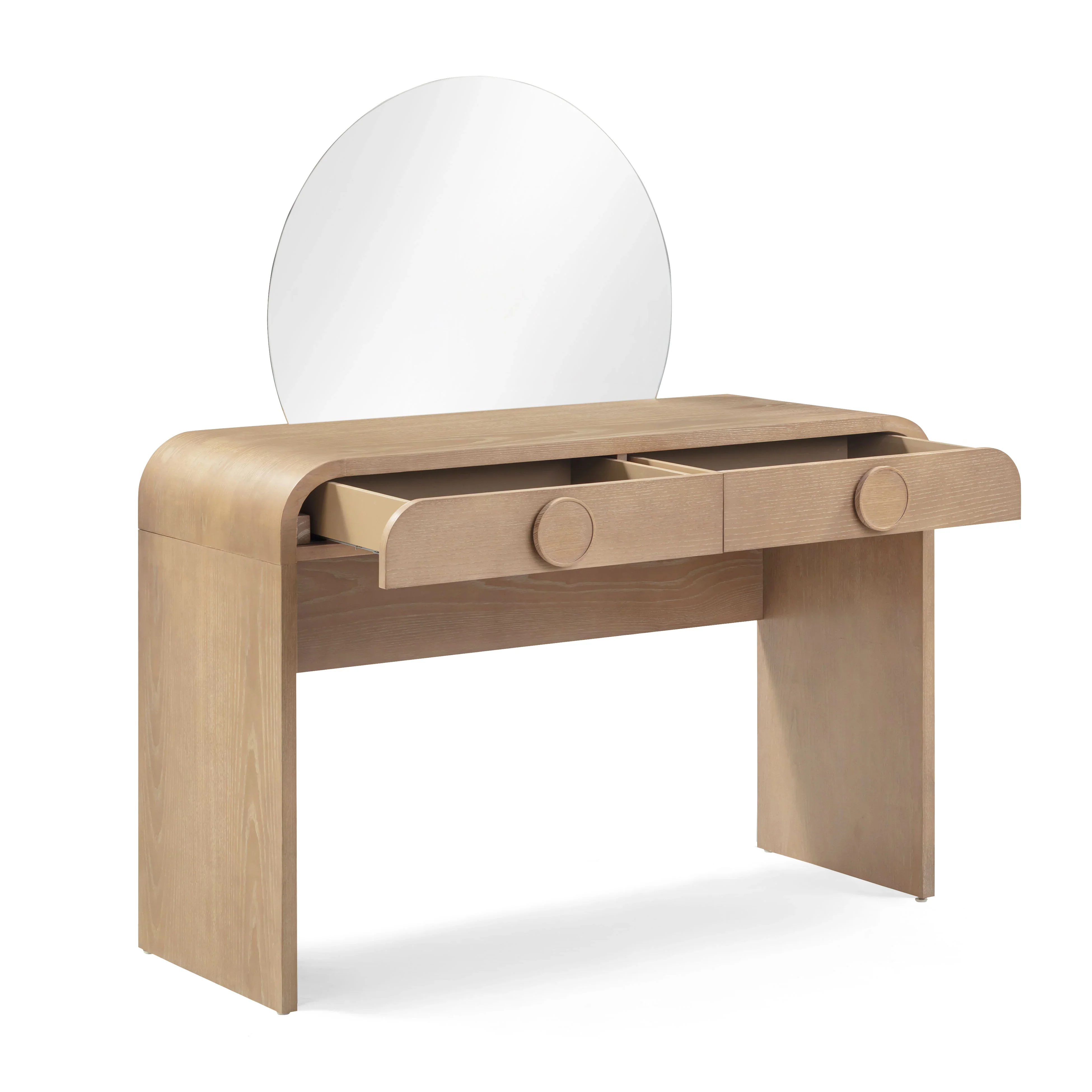 Moonrise 48 Natural Ash 2-Drawer Vanity Desk with Mirror - Image 4