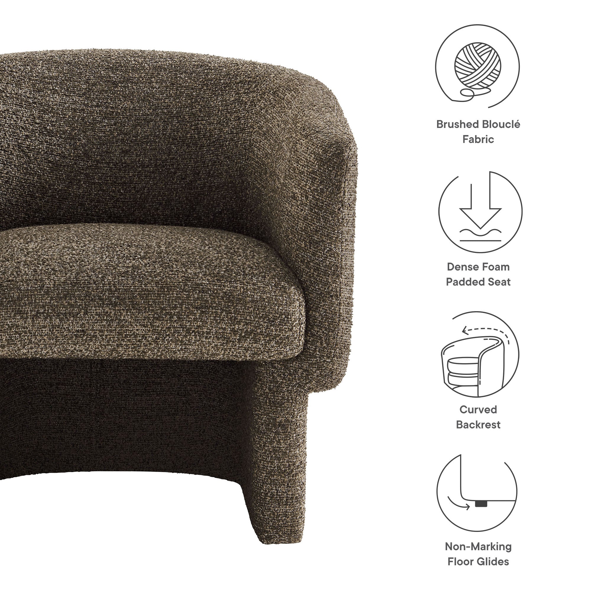 Muse Boucle Fabric Barrel Accent Chair - Image 9