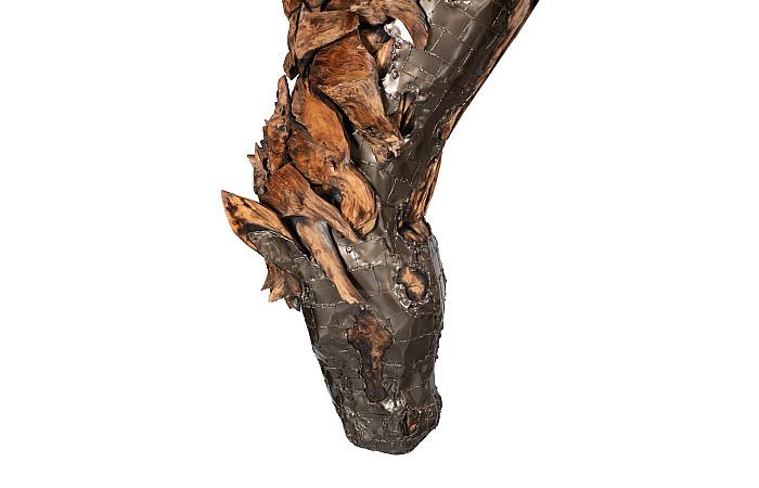 Mustang Horse Armored Sculpture, Grazing, Natural Bronze Finish - Image 3