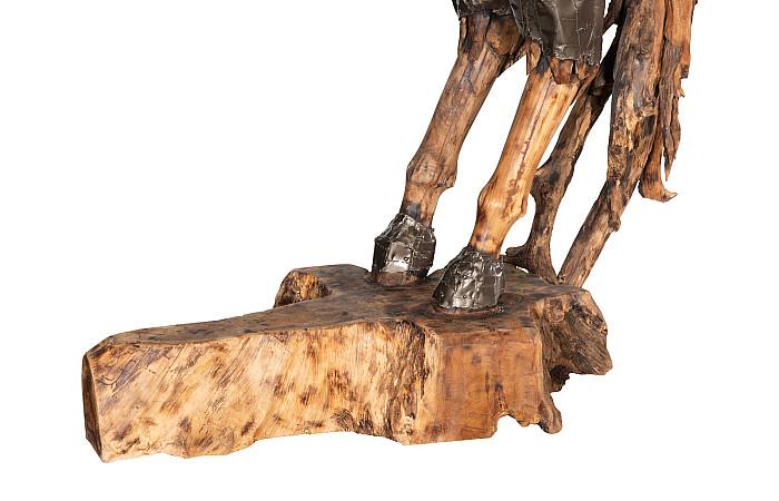Mustang Horse Armored Sculpture, Rearing, Natural Bronze Finish - Image 4