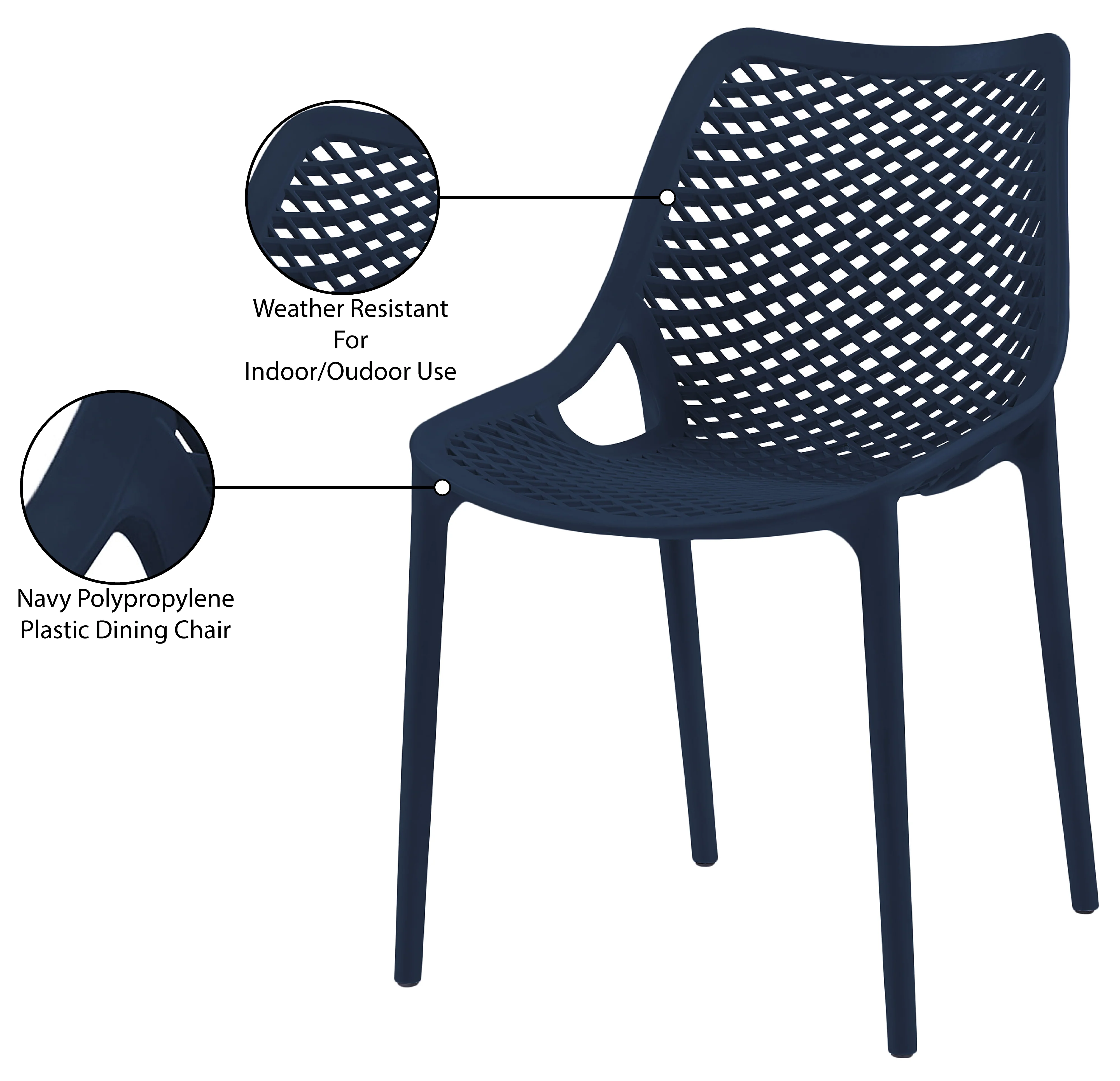 Mykonos Plastic Outdoor Patio Dining Chair - Image 36