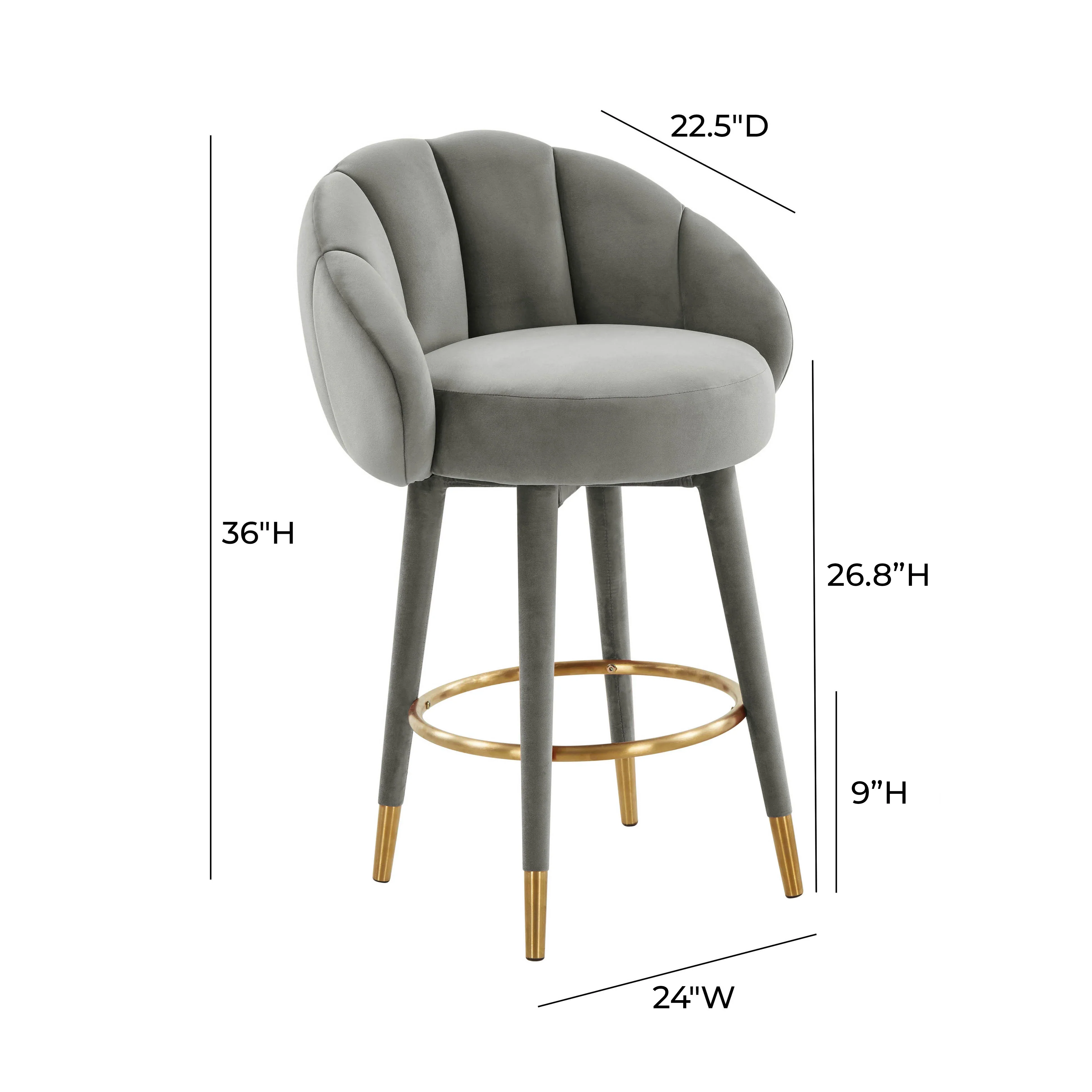 Myla Performance Velvet Swivel Stool - Image 23