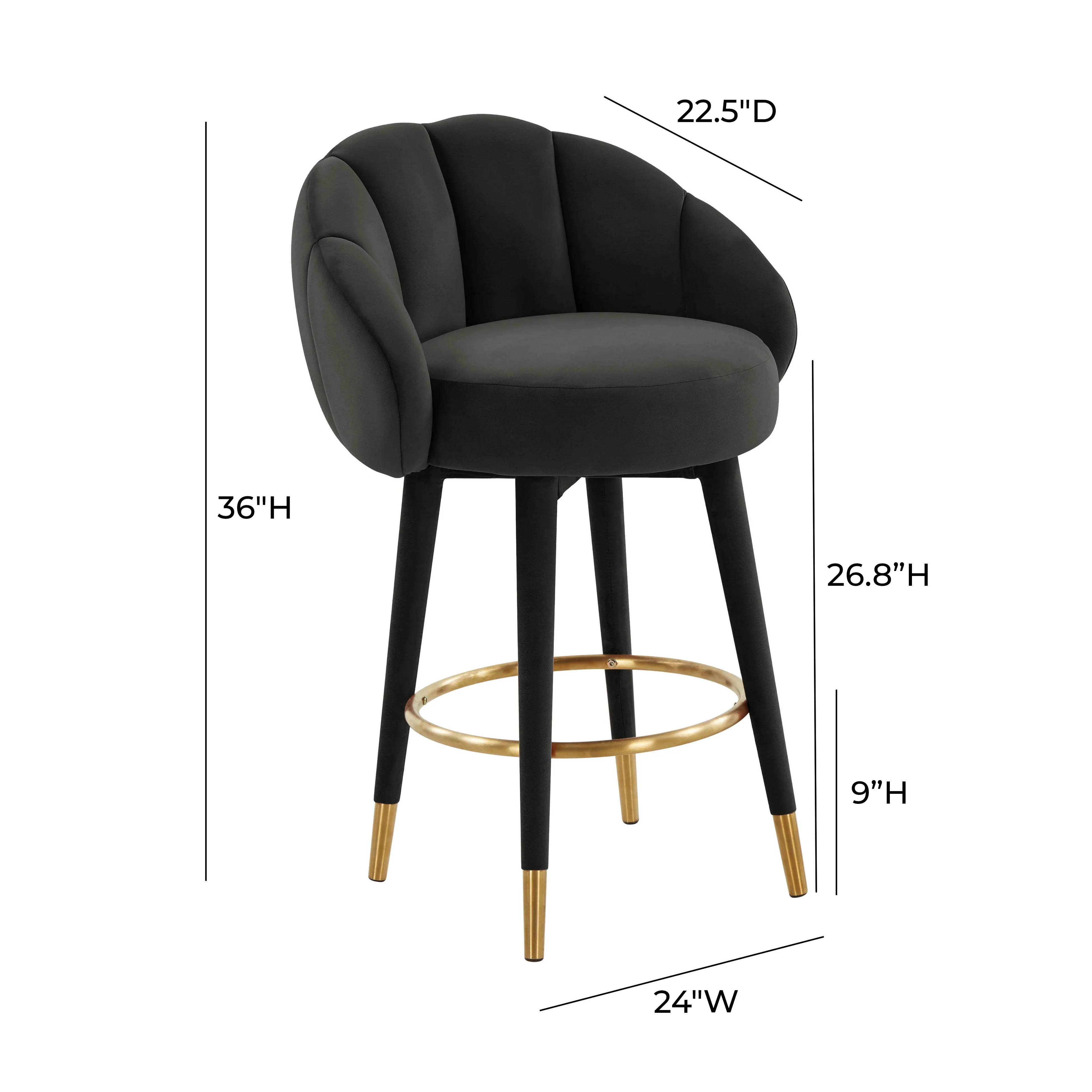 Myla Performance Velvet Swivel Stool - Image 39