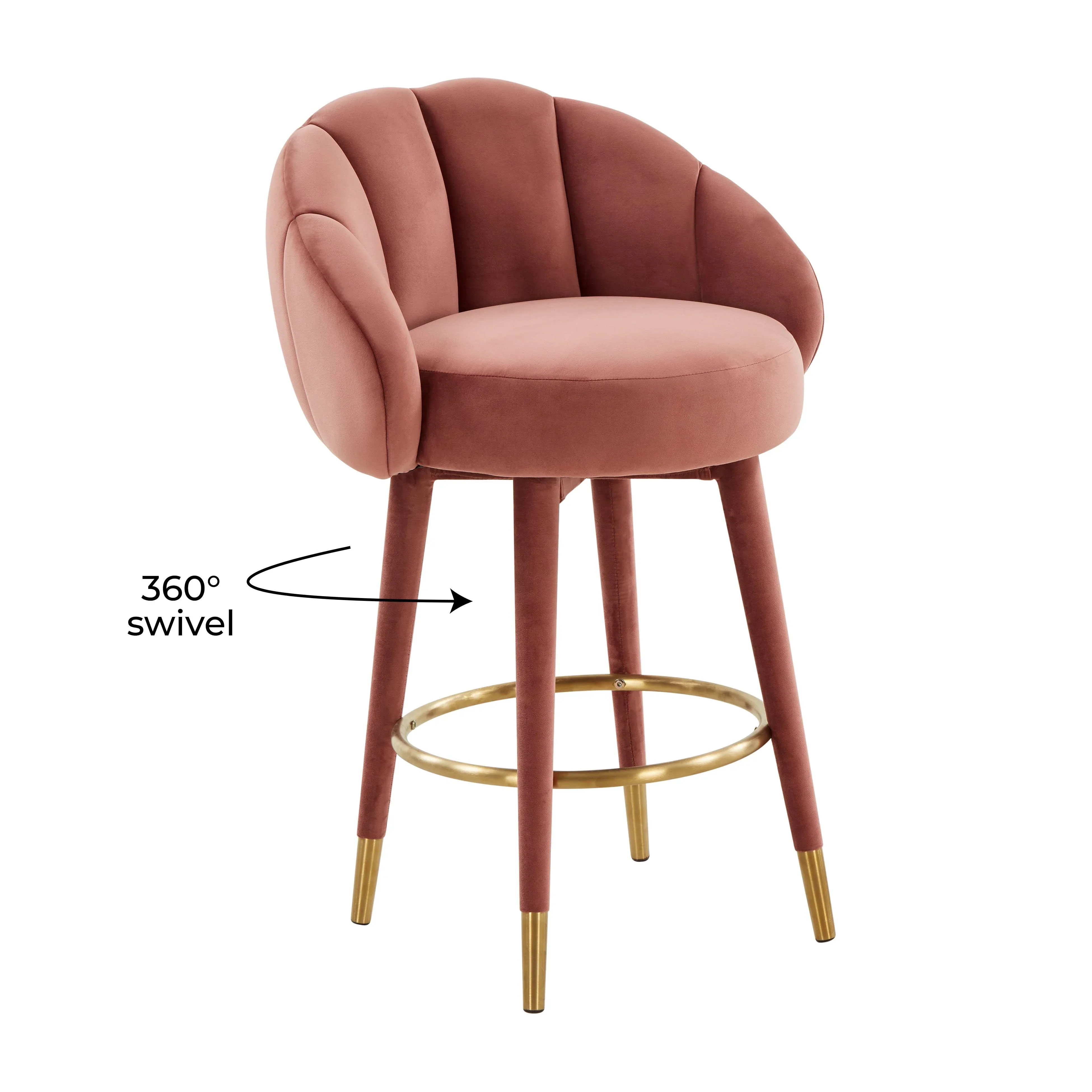 Myla Performance Velvet Swivel Stool - Image 6