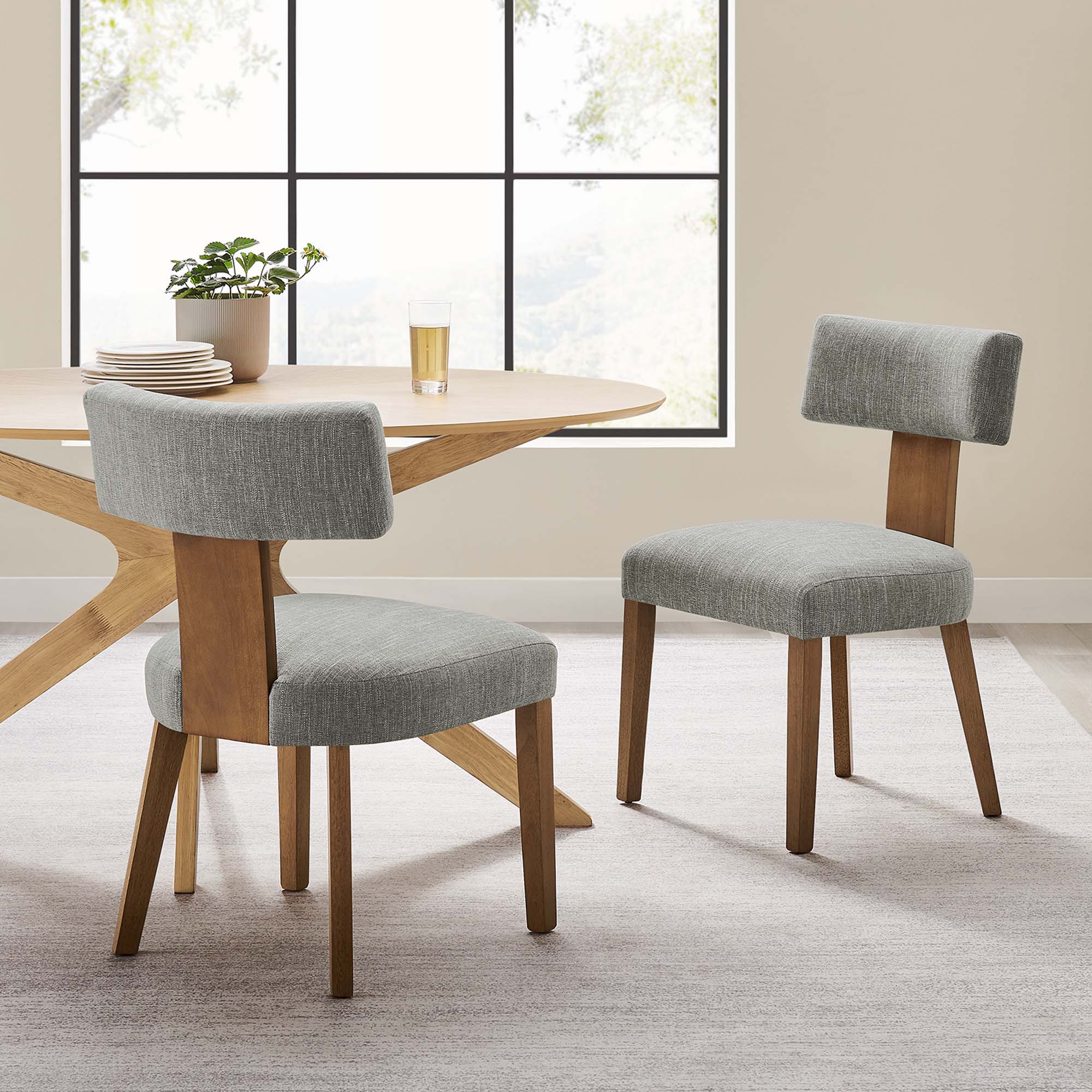 Nalani Fabric Upholstered Dining Chairs Set of 2 - Image 2