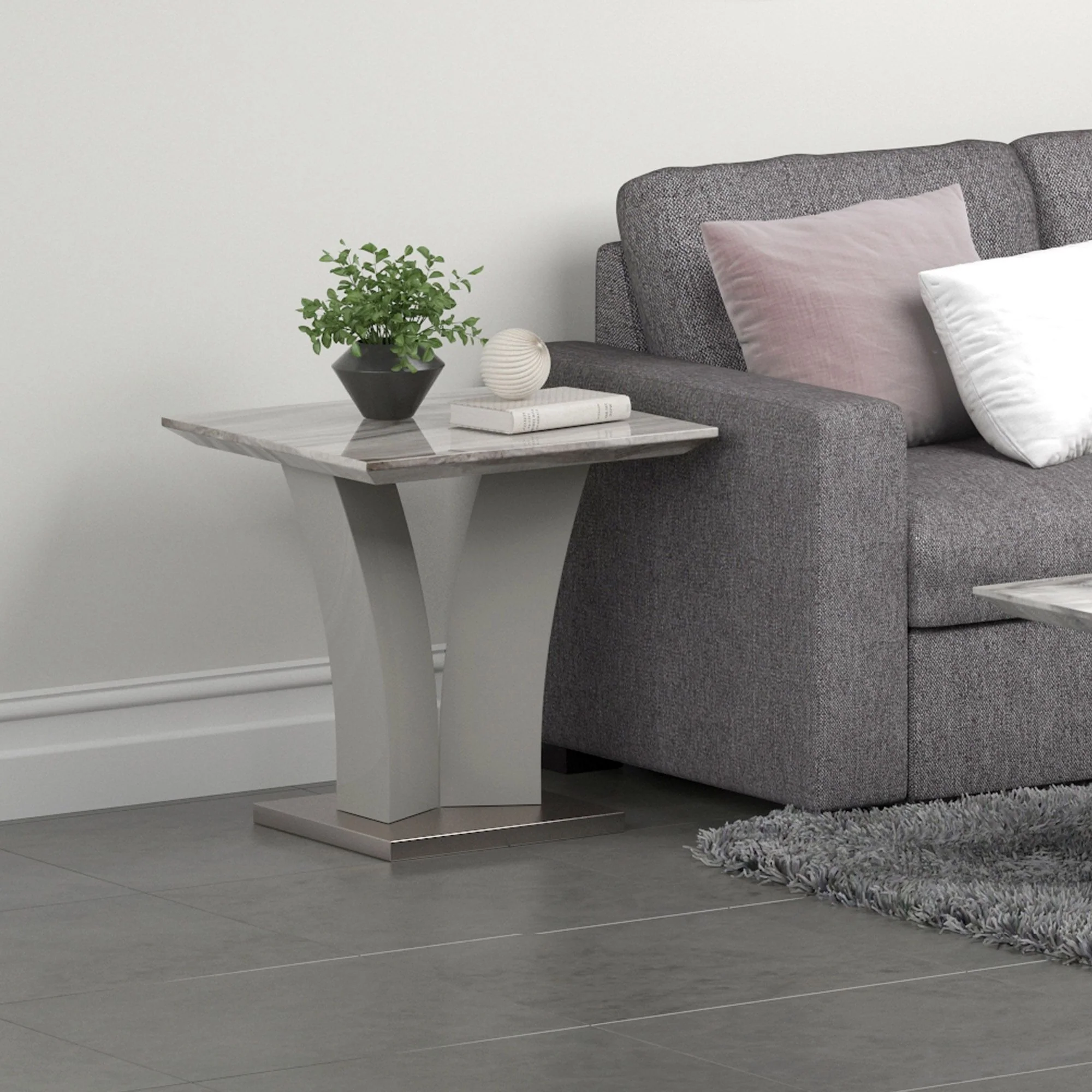 Napoli Accent Table in Light Grey - Image 2