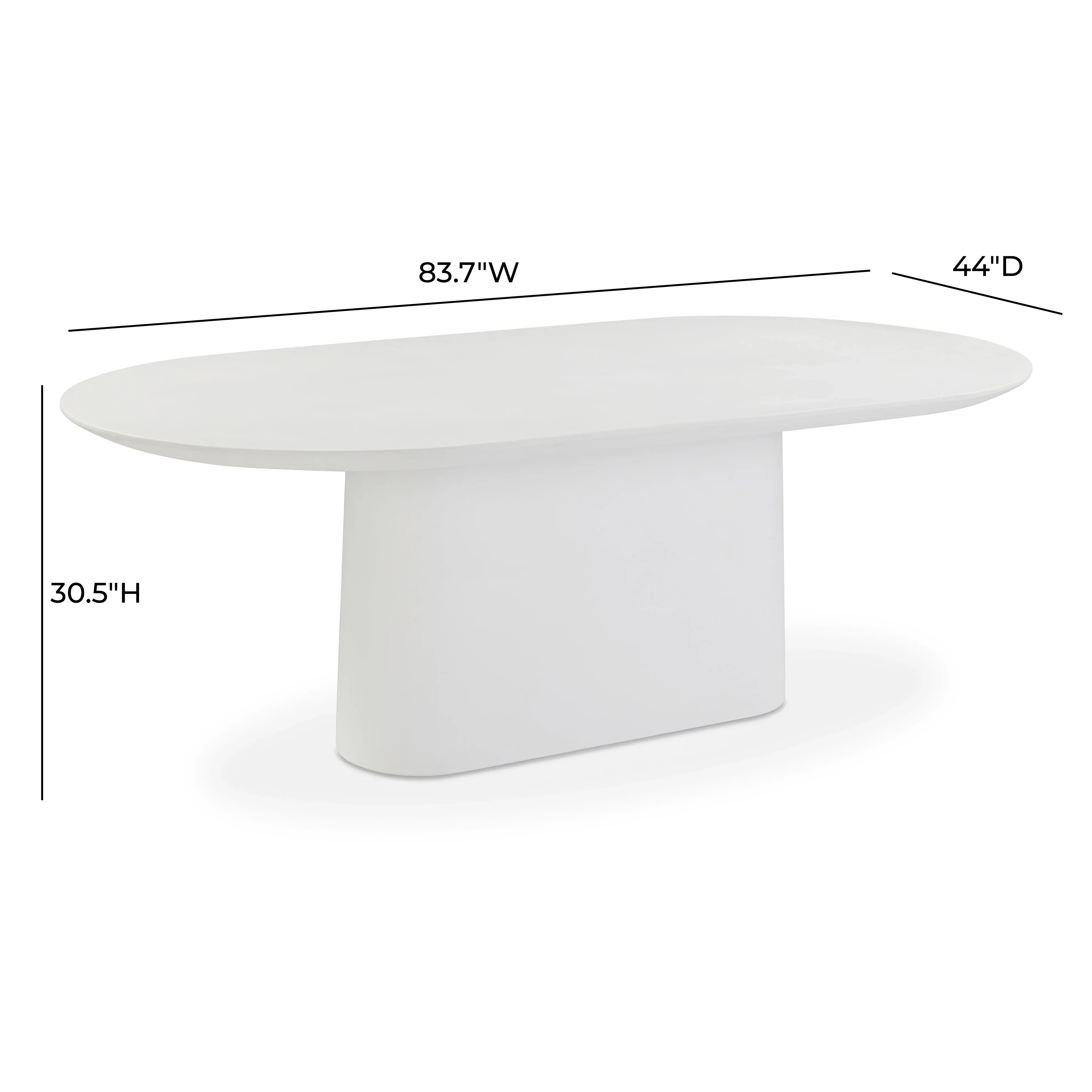 Nara 84" Pure White Indoor/Outdoor Concrete Dining Table - Image 6