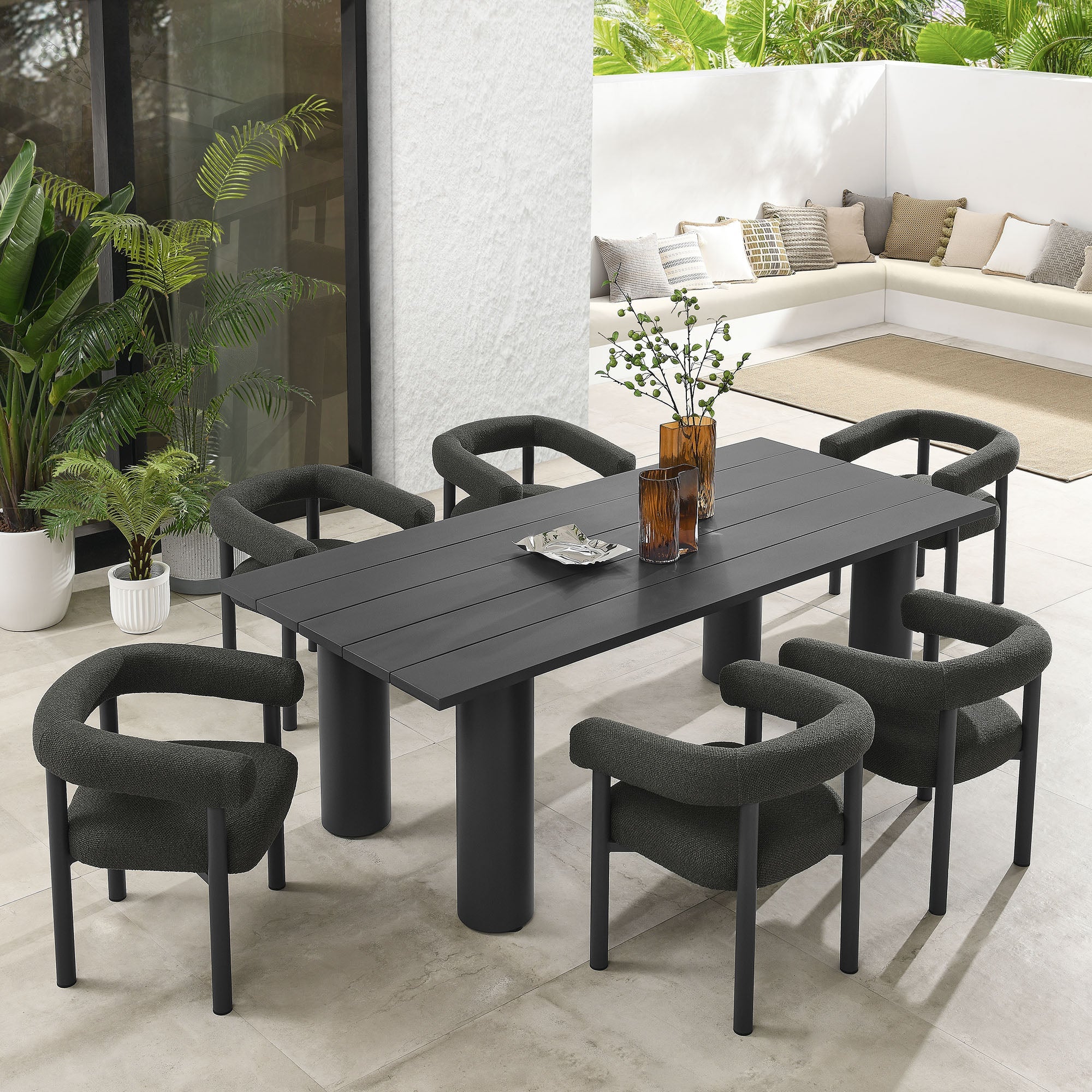 Nautica 7-Piece Rectangular Outdoor Patio Aluminum Dining Table and Chairs Set - Image 16