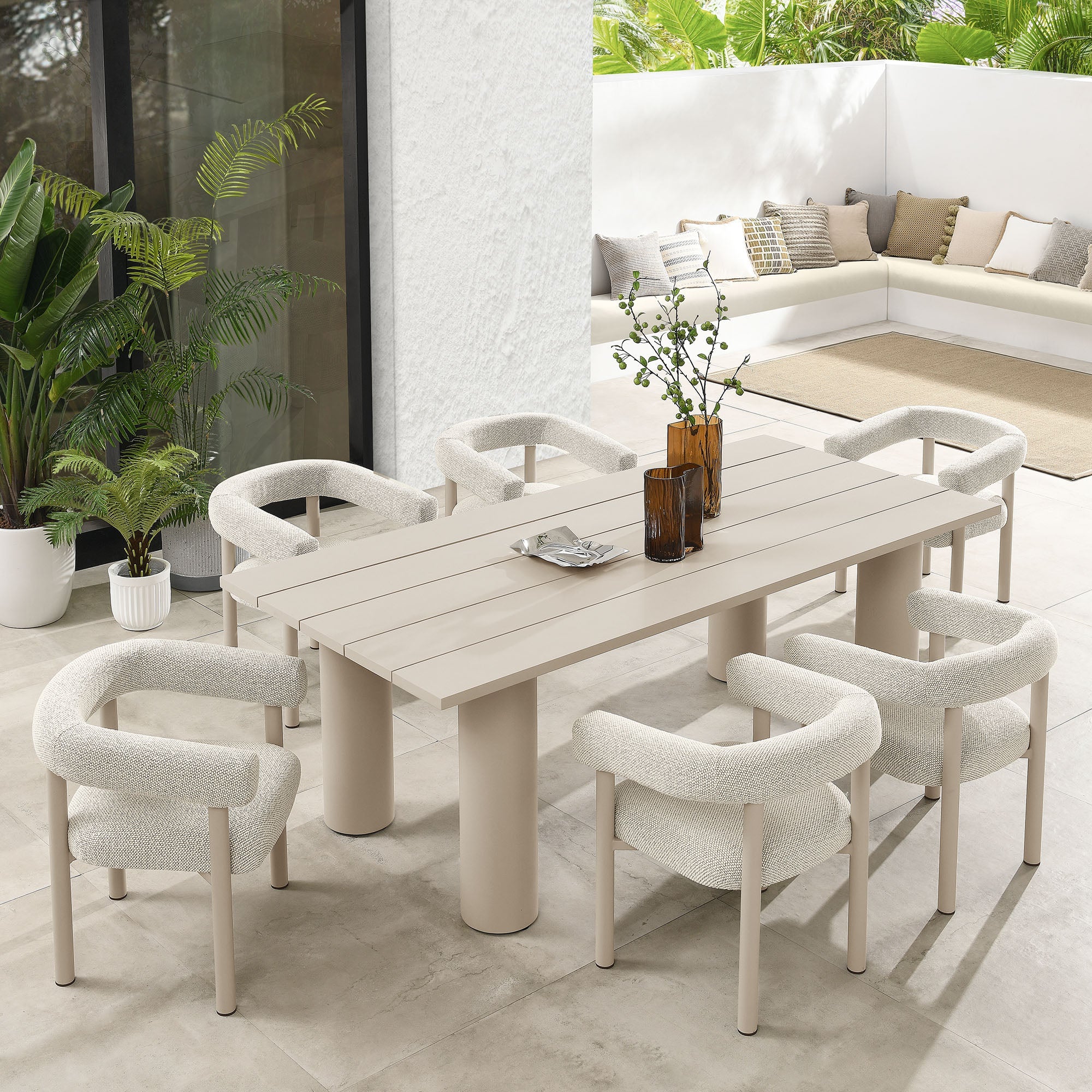 Nautica 7-Piece Rectangular Outdoor Patio Aluminum Dining Table and Chairs Set - Image 2