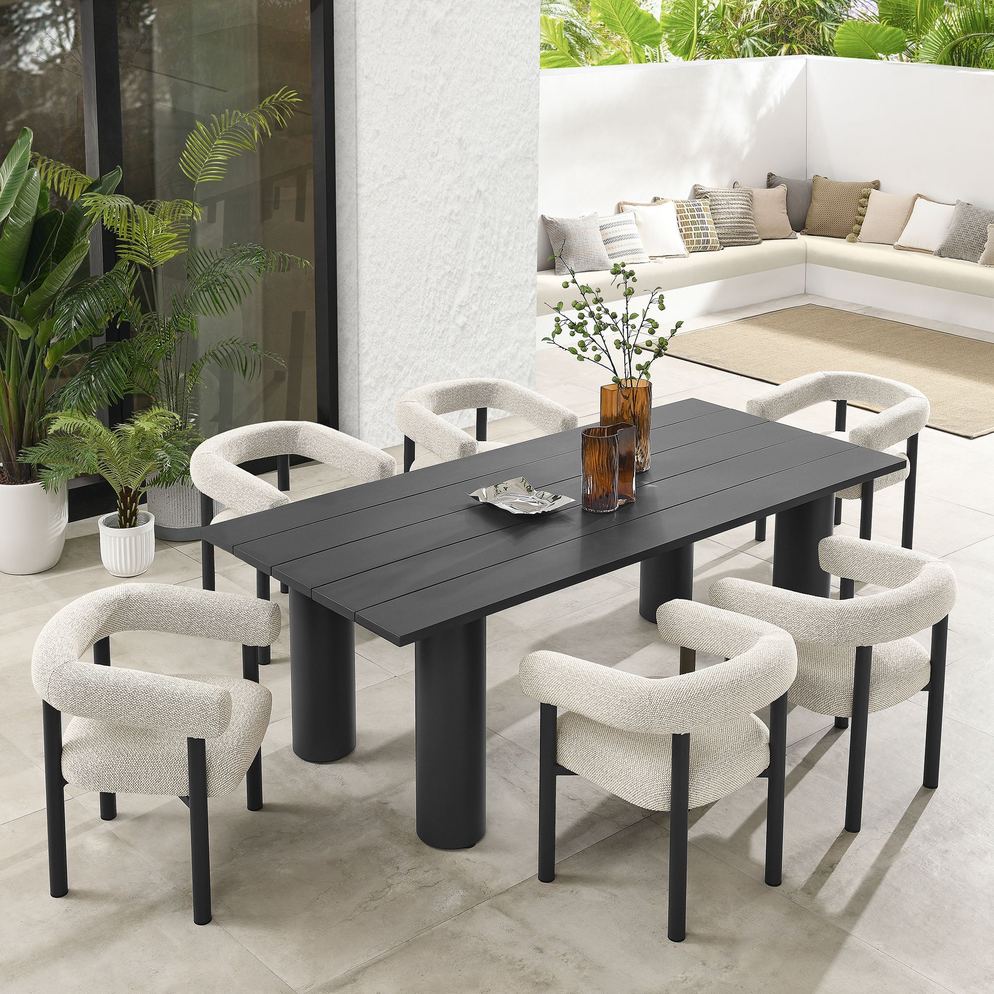 Nautica 7-Piece Rectangular Outdoor Patio Aluminum Dining Table and Chairs Set - Image 25