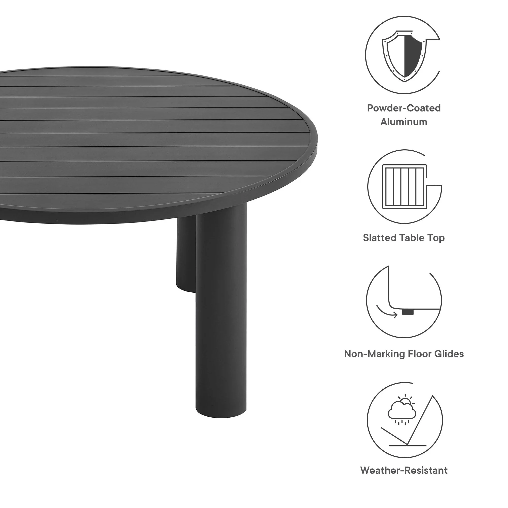 Nautica Outdoor Patio 60" Round Aluminum Dining Table - Image 12