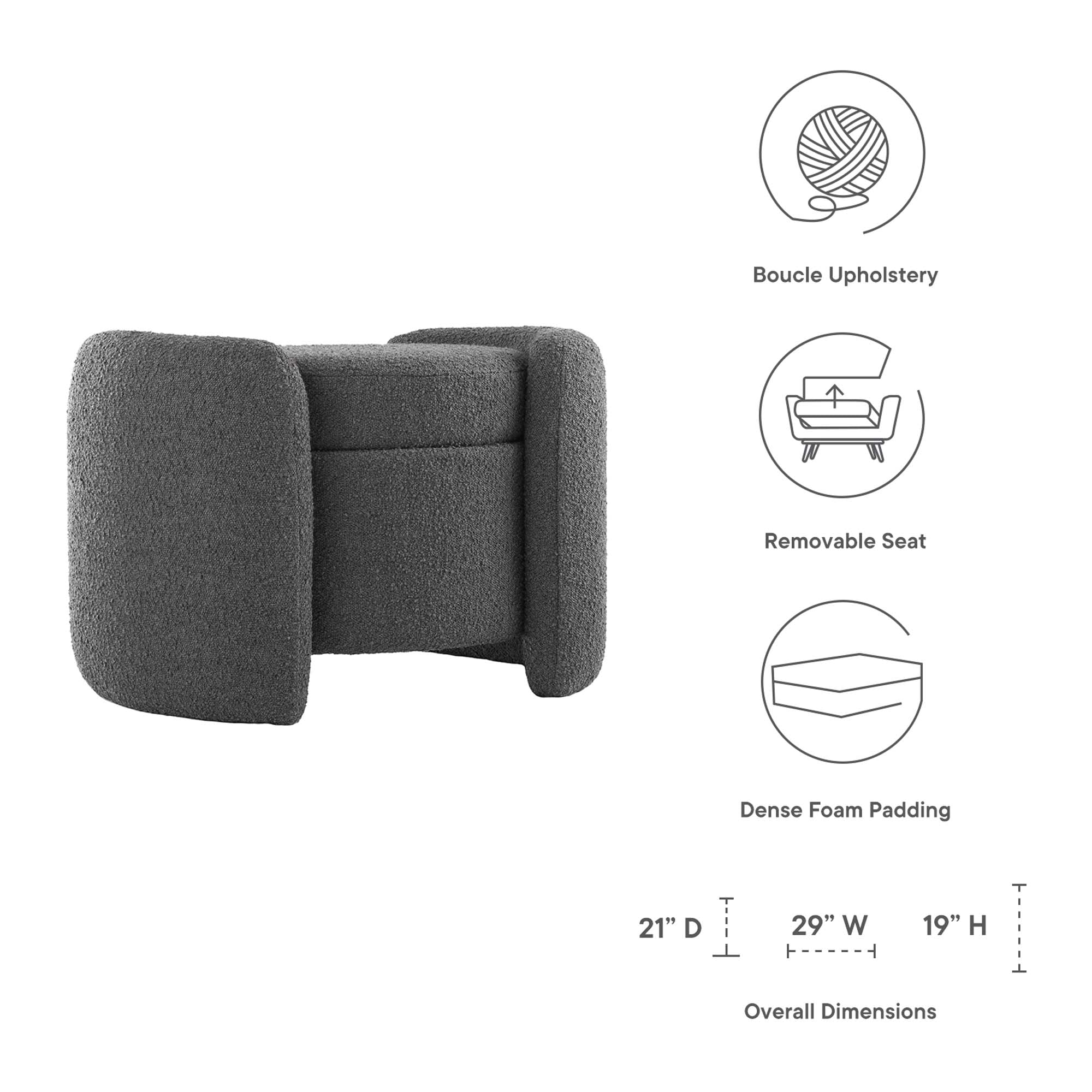 Nebula Boucle Upholstered Ottoman - Image 10