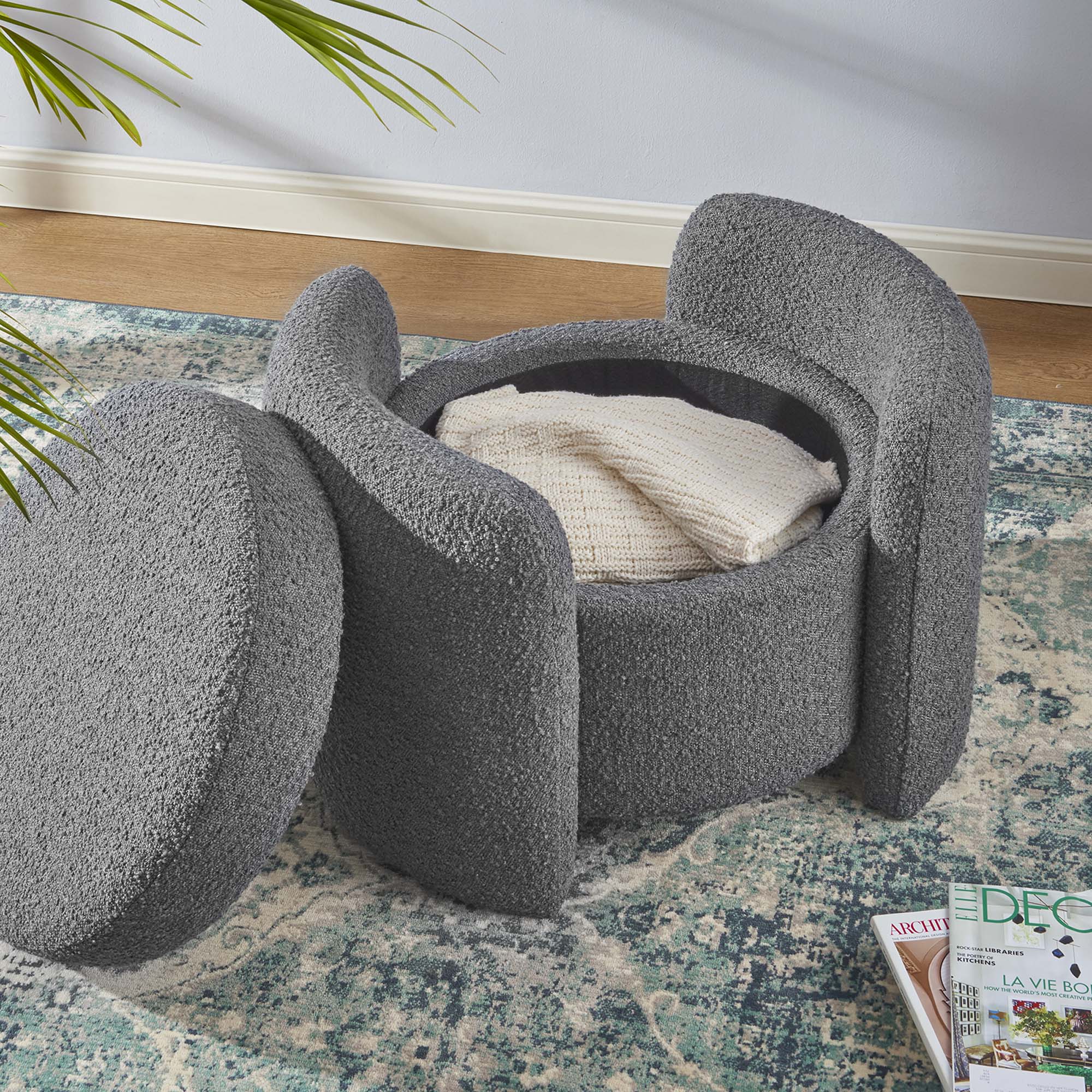 Nebula Boucle Upholstered Ottoman - Image 2