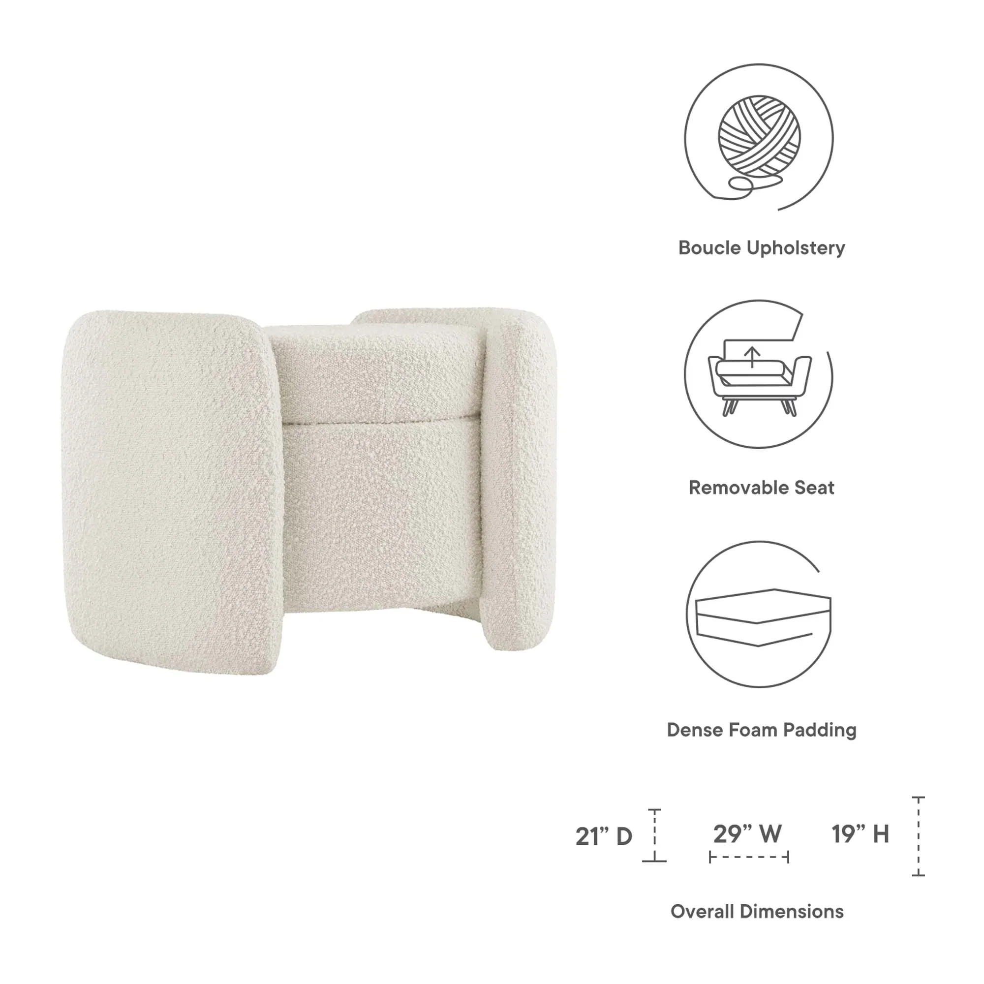 Nebula Boucle Upholstered Ottoman - Image 20