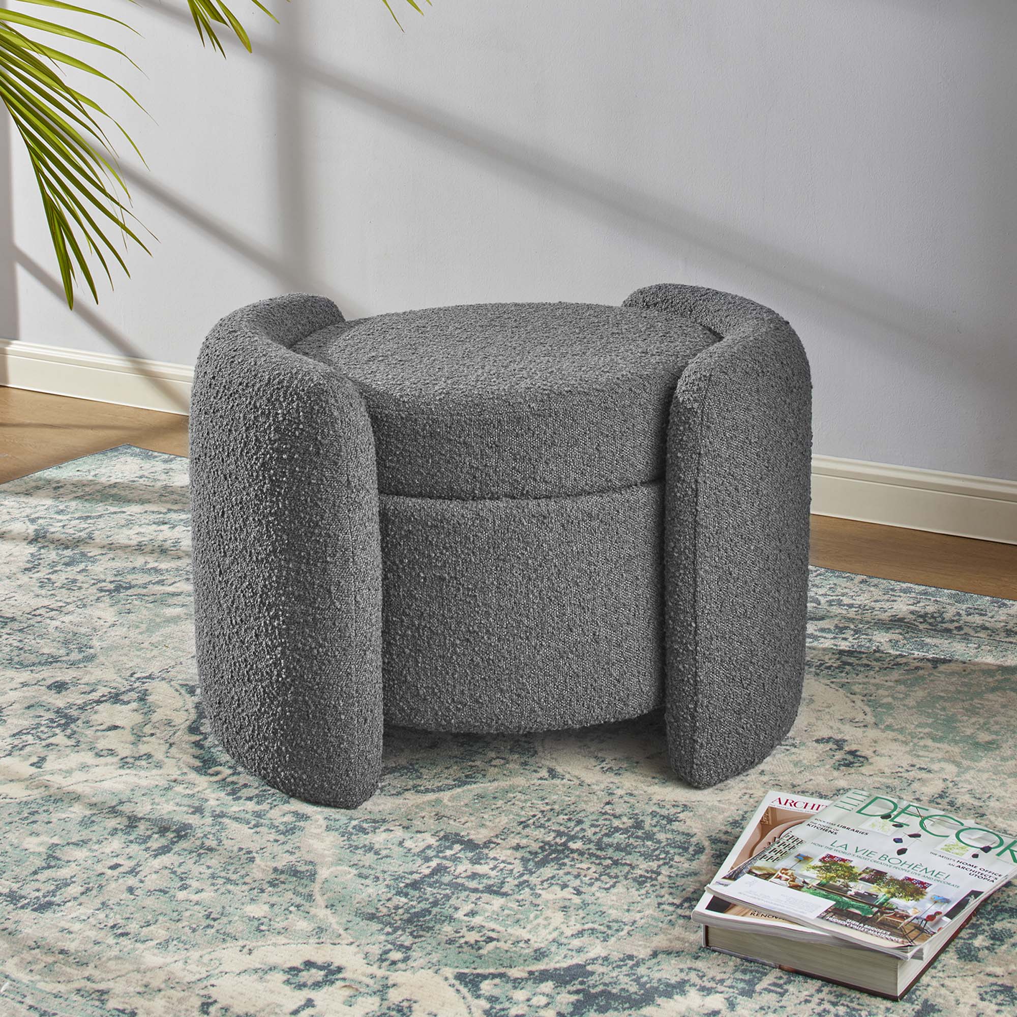 Nebula Boucle Upholstered Ottoman - Image 3