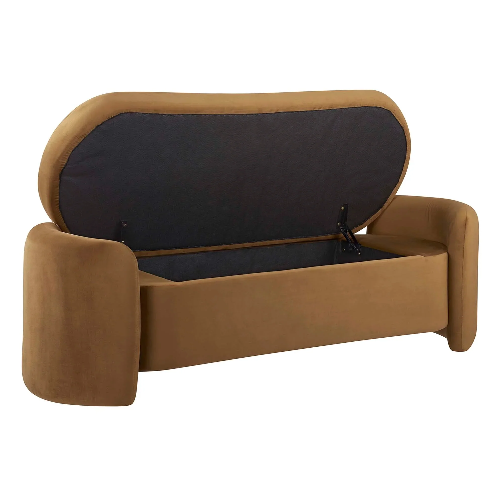 Nebula Upholstered Performance Velvet Bench in Cognac - Image 5