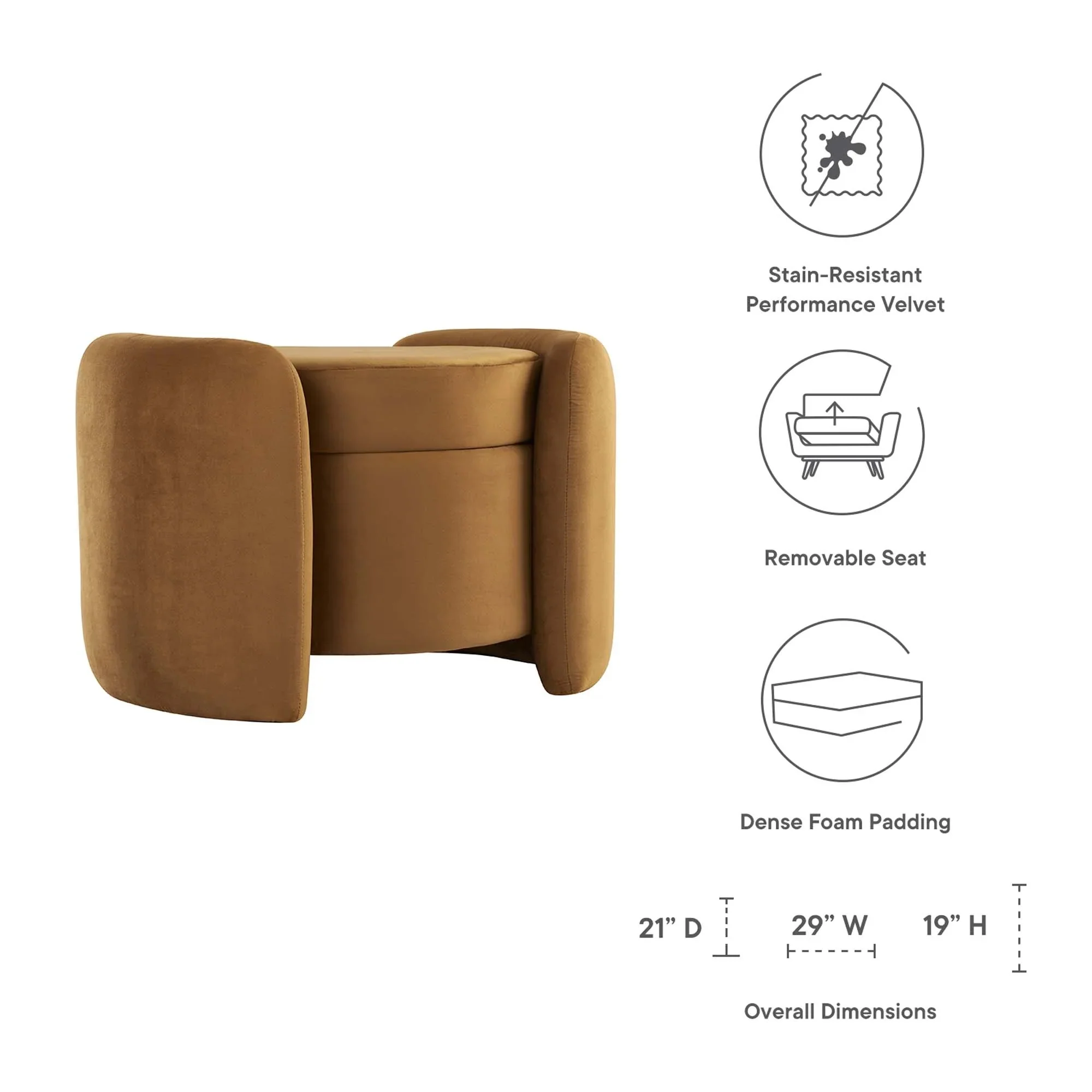 Nebula Upholstered Performance Velvet Ottoman - Image 10