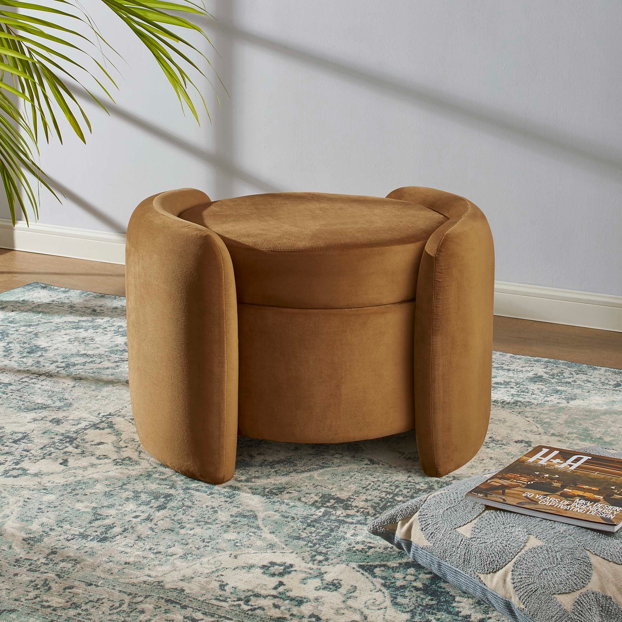 Nebula Upholstered Performance Velvet Ottoman - Image 2