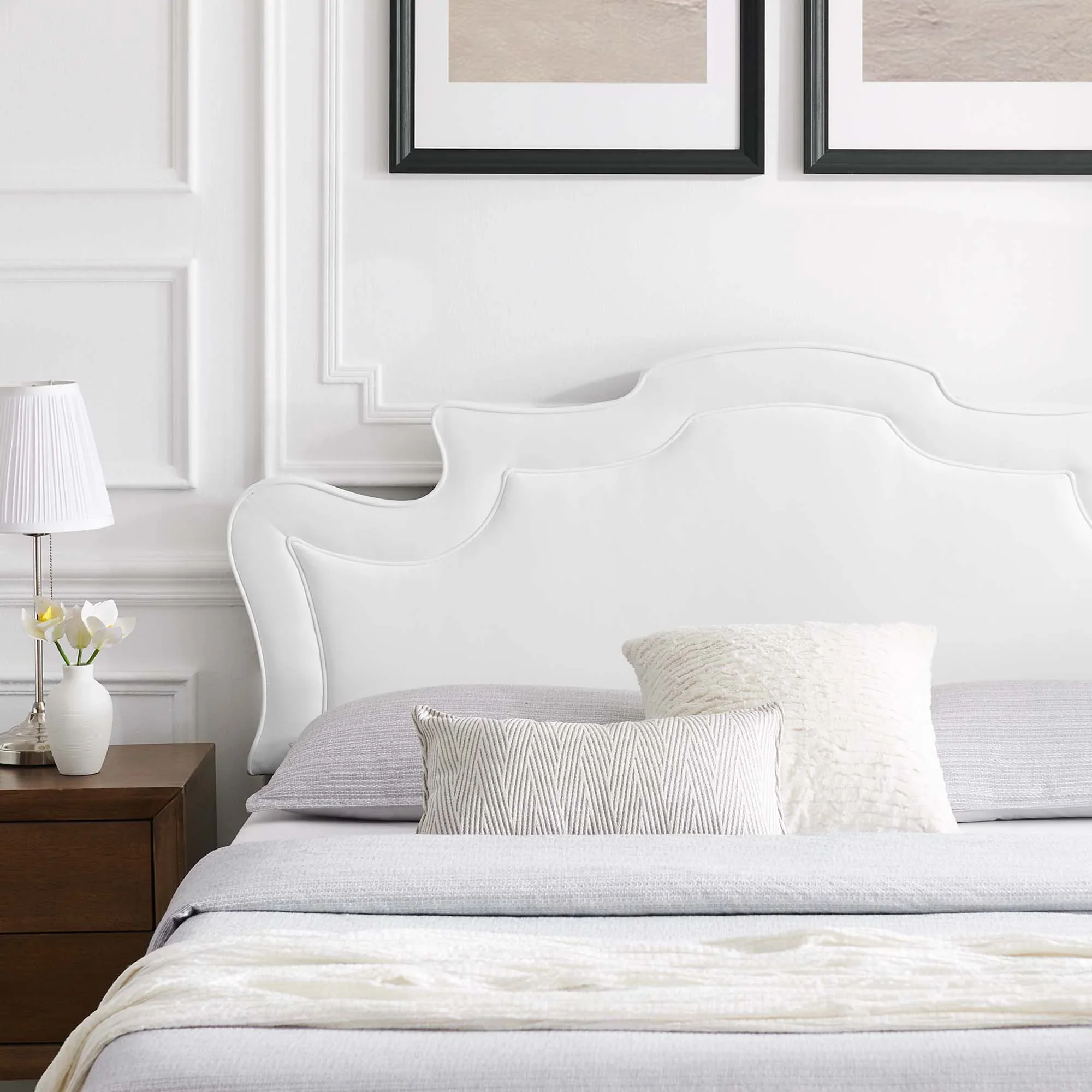 Neena Performance Velvet Bed With Black Wood Legs - Image 10