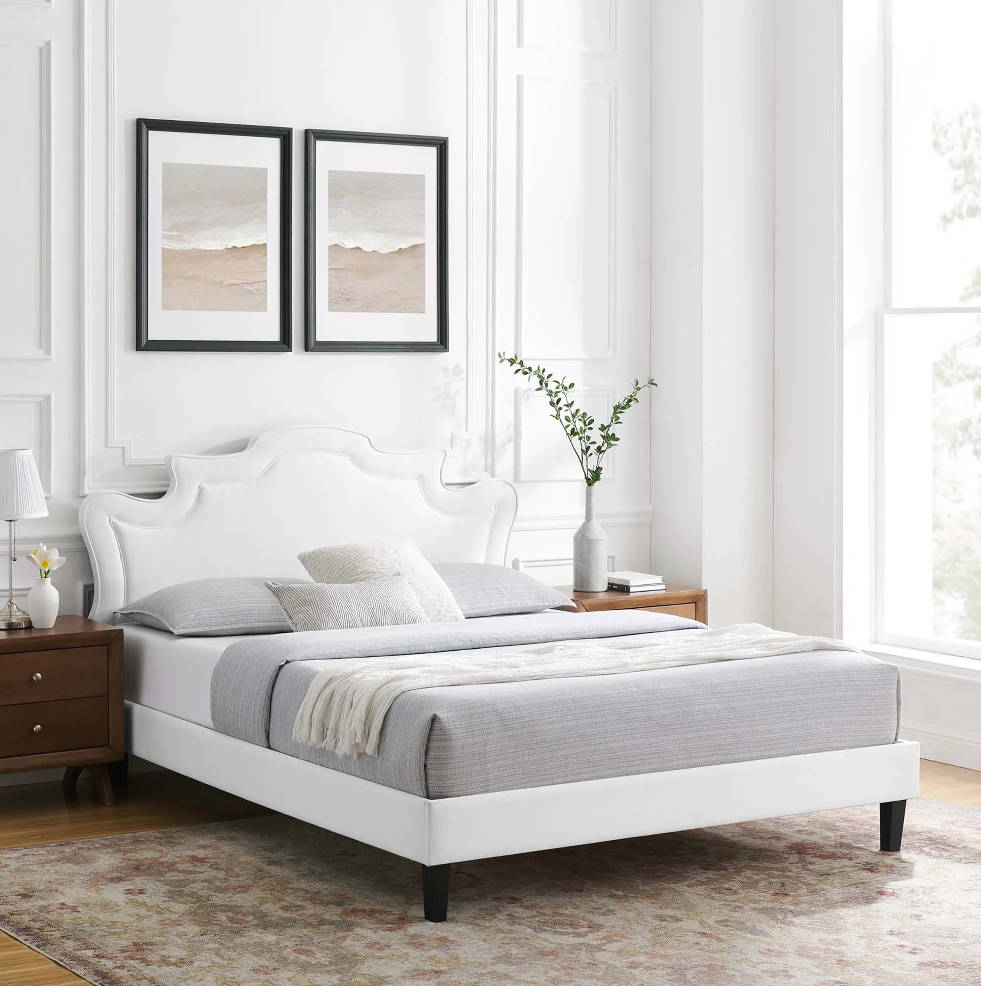 Neena Performance Velvet Bed With Black Wood Legs - Image 12