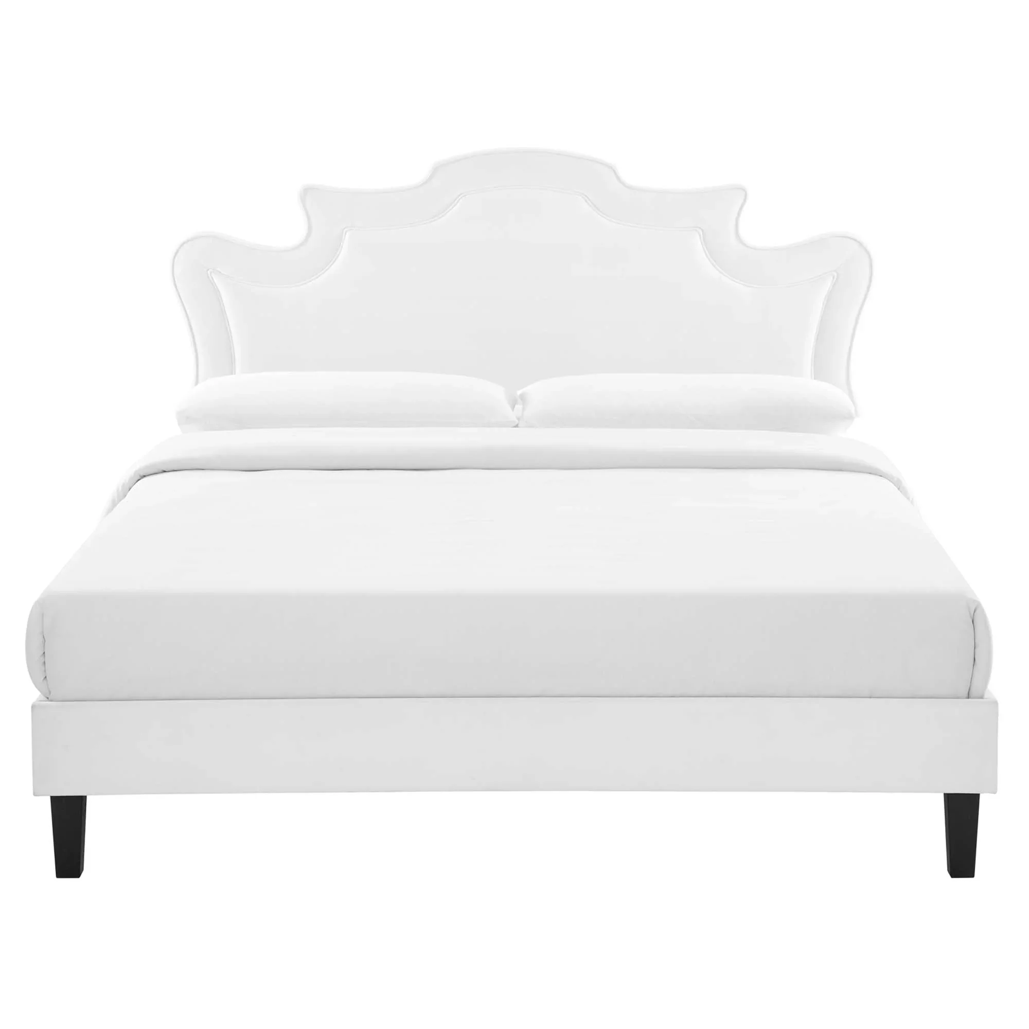 Neena Performance Velvet Bed With Black Wood Legs - Image 3