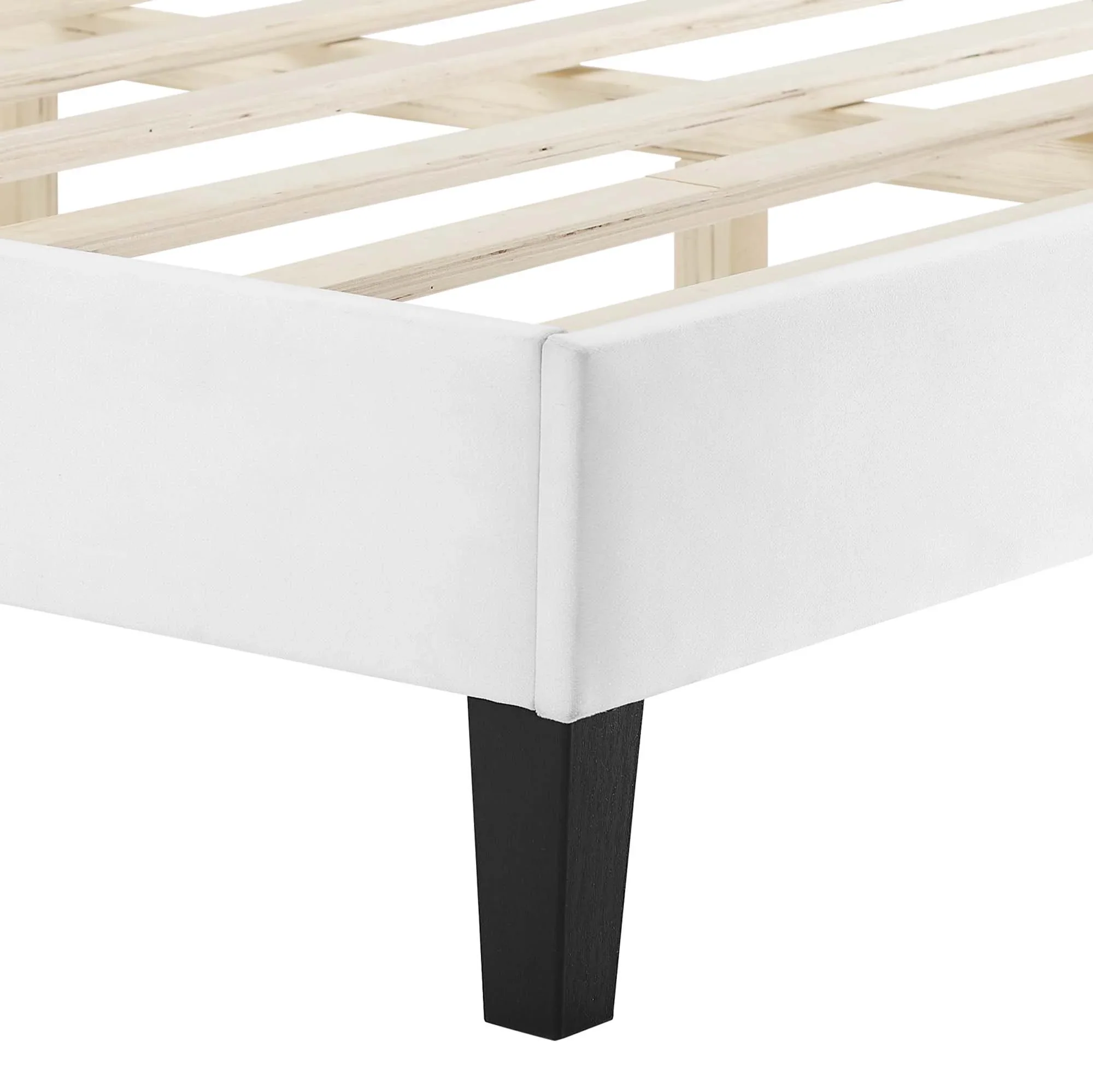 Neena Performance Velvet Bed With Black Wood Legs - Image 5