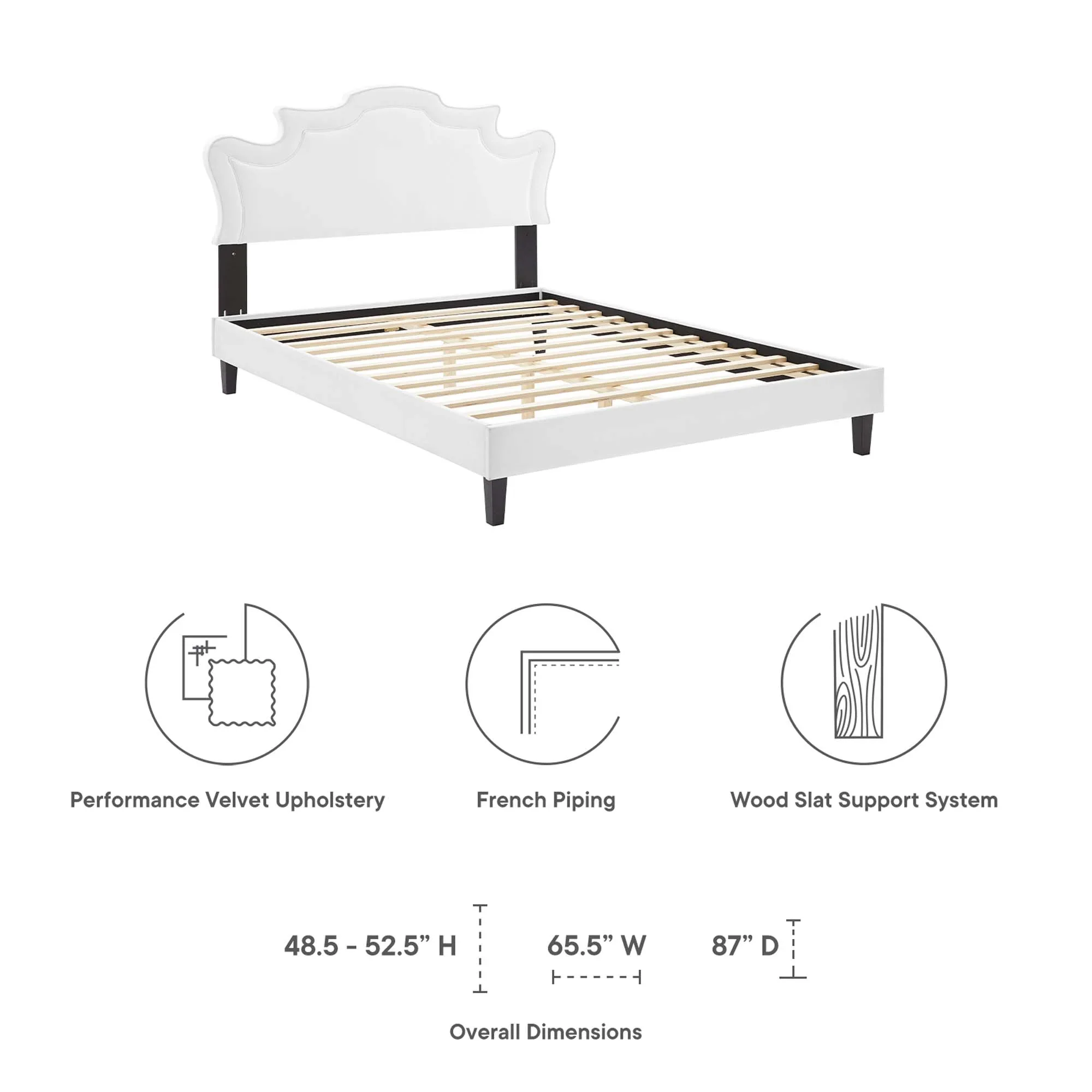 Neena Performance Velvet Bed With Black Wood Legs - Image 7