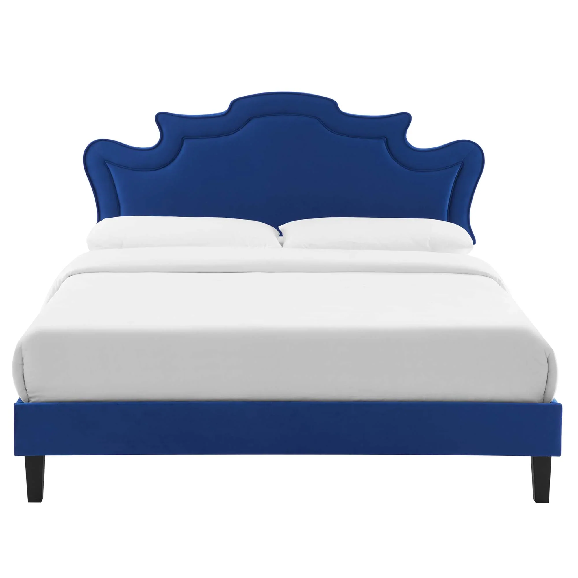 Neena Performance Velvet Bed With Black Wood Legs - Image 9