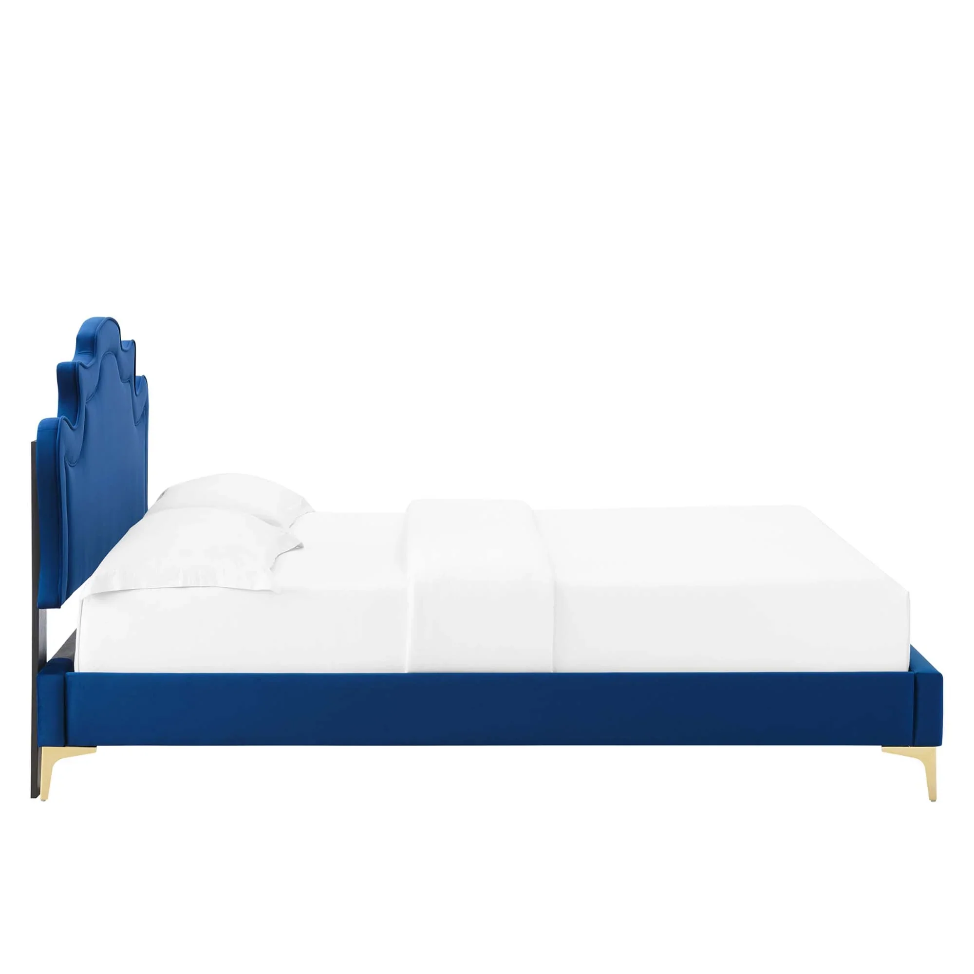 Neena Performance Velvet Bed With Gold Metal Legs - Image 7