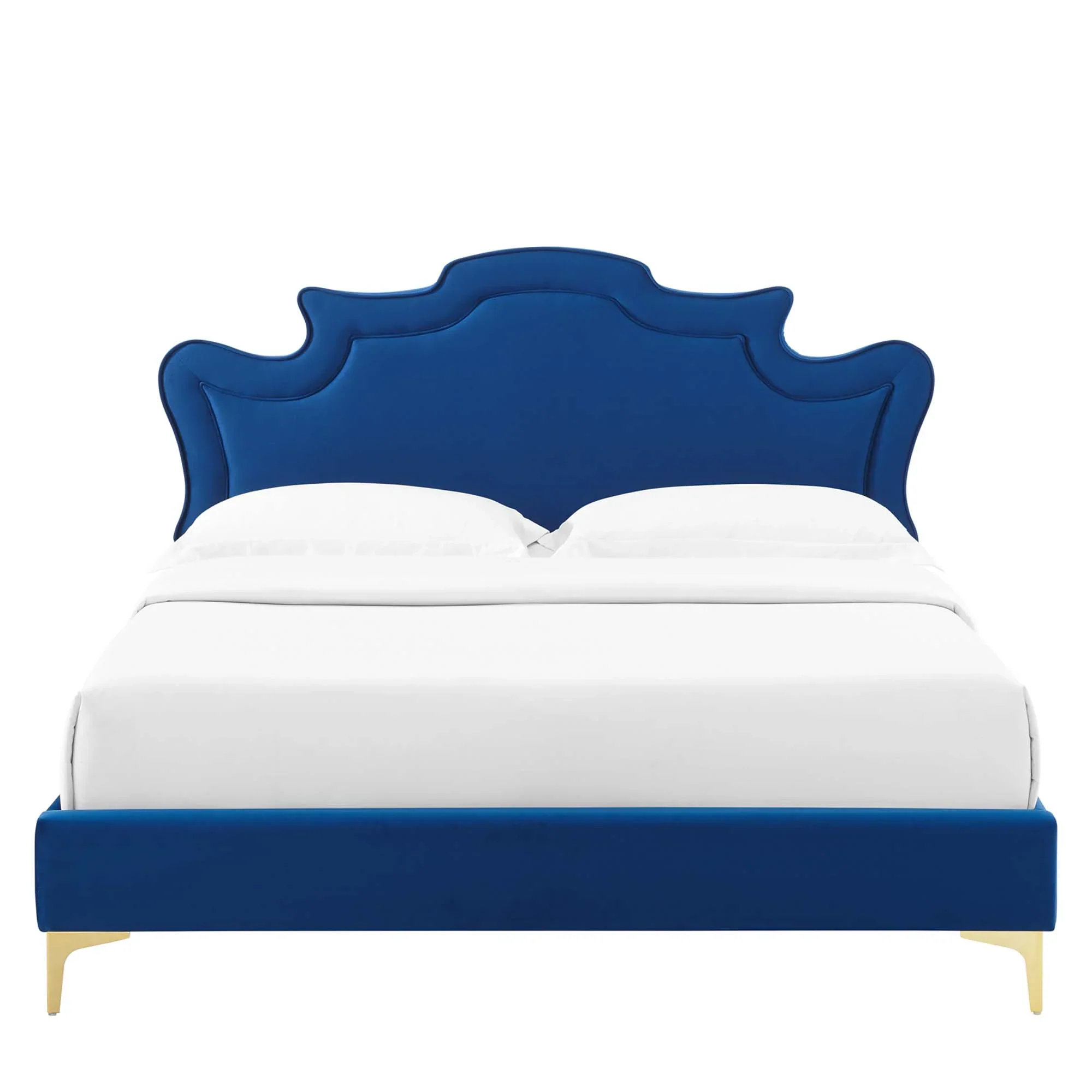 Neena Performance Velvet Bed With Gold Metal Legs - Image 8
