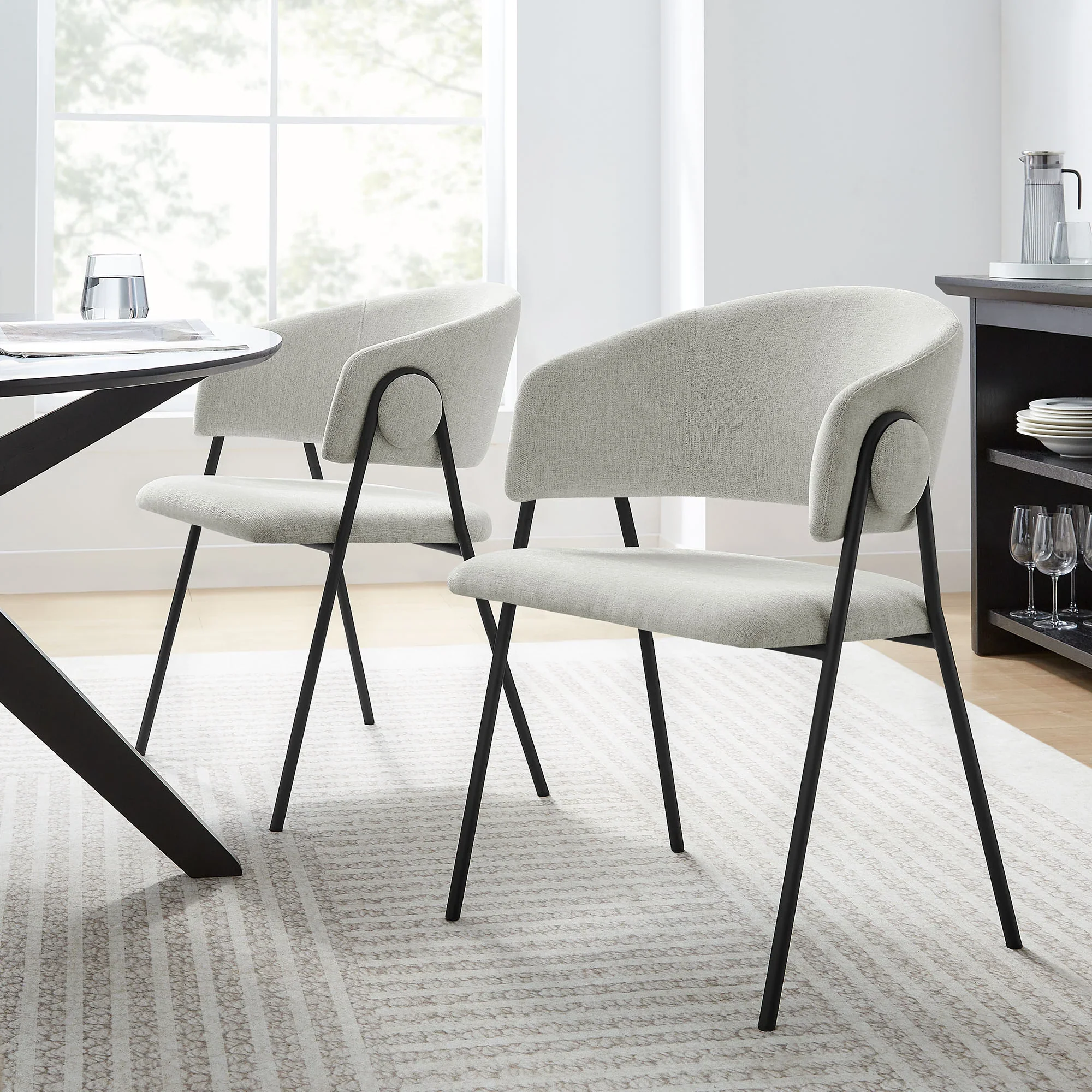 Nella Upholstered Heathered Chenille Dining Chairs Set of 2 - Image 2