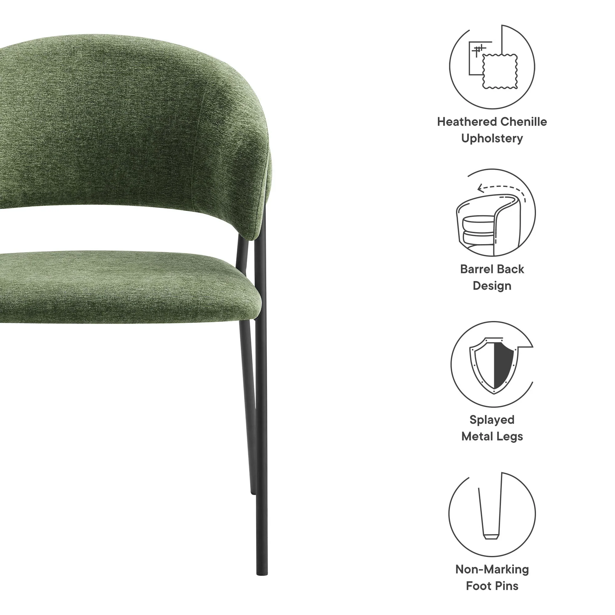 Nella Upholstered Heathered Chenille Dining Chairs Set of 2 - Image 29