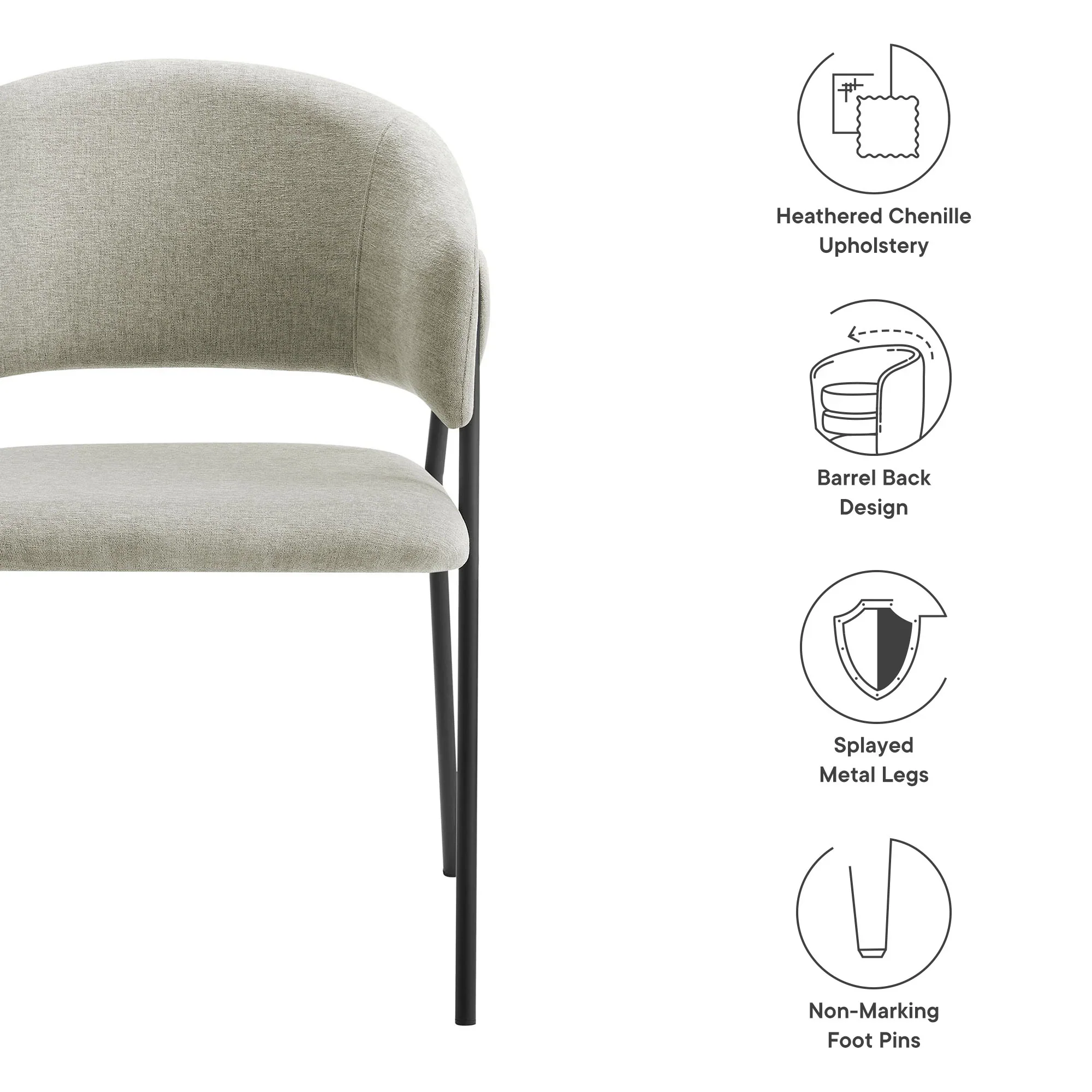 Nella Upholstered Heathered Chenille Dining Chairs Set of 2 - Image 39