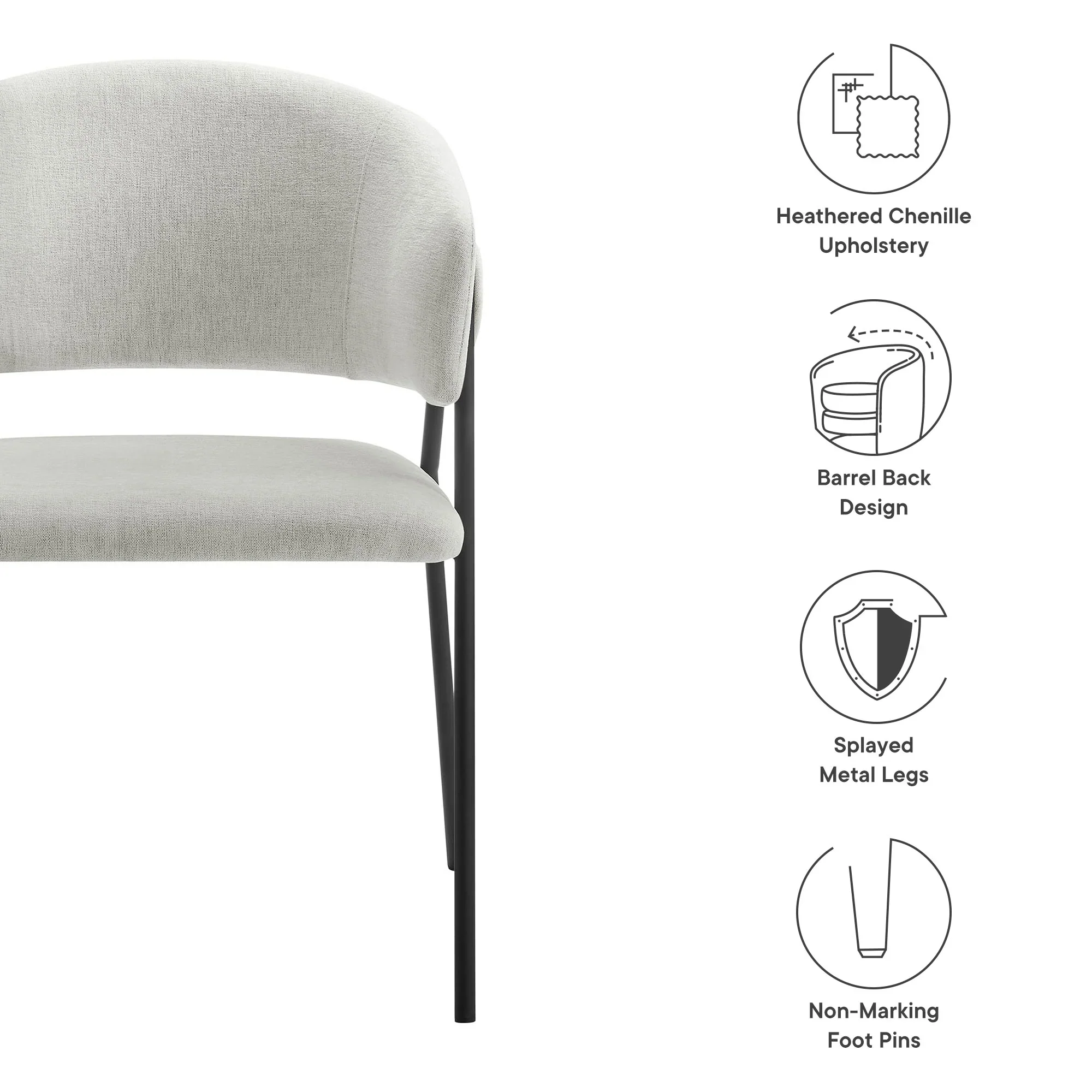 Nella Upholstered Heathered Chenille Dining Chairs Set of 2 - Image 9