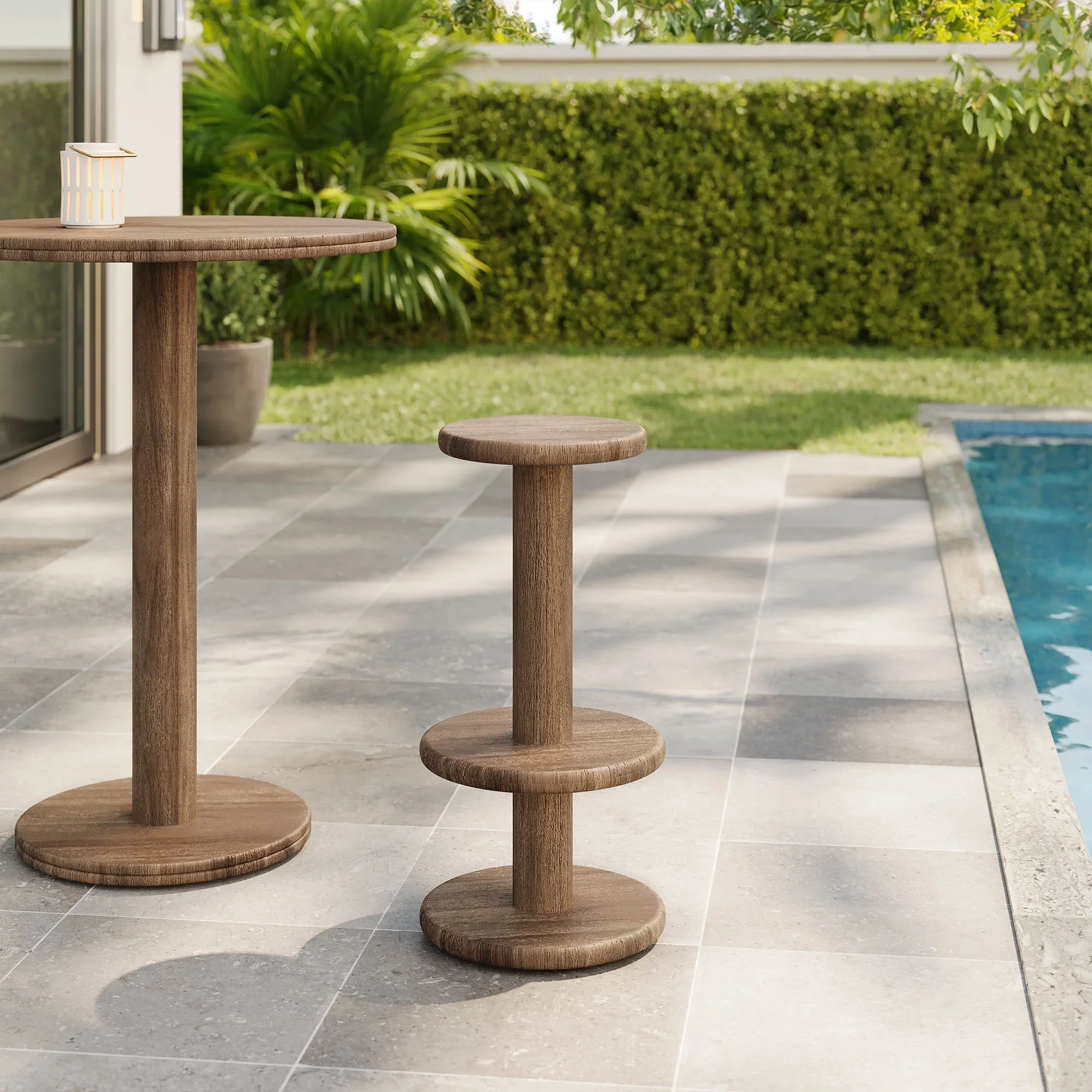 Neo 15 Inch Round Indoor - Outdoor Patio Wood Bar Stools - Image 12