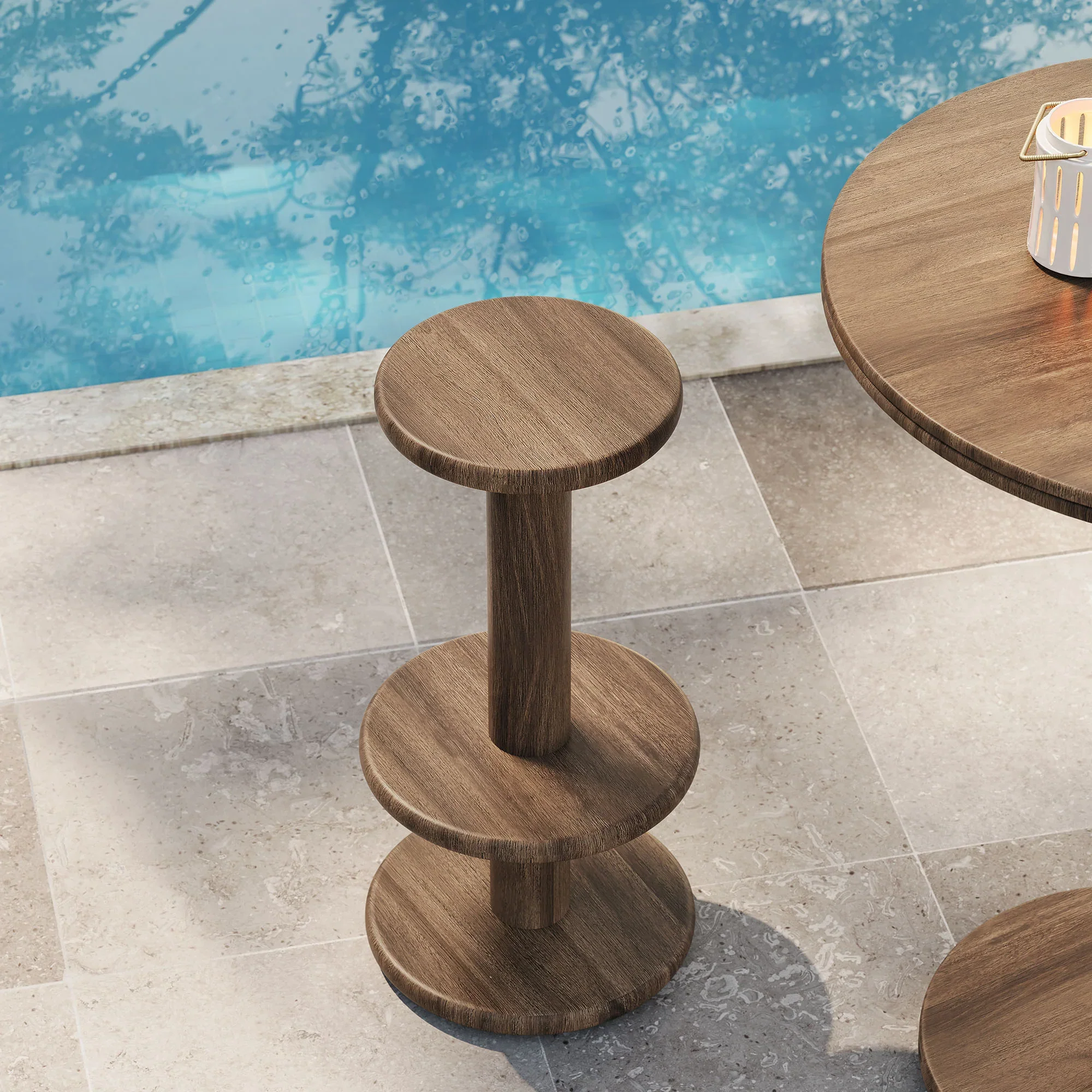 Neo 15 Inch Round Indoor - Outdoor Patio Wood Bar Stools - Image 13
