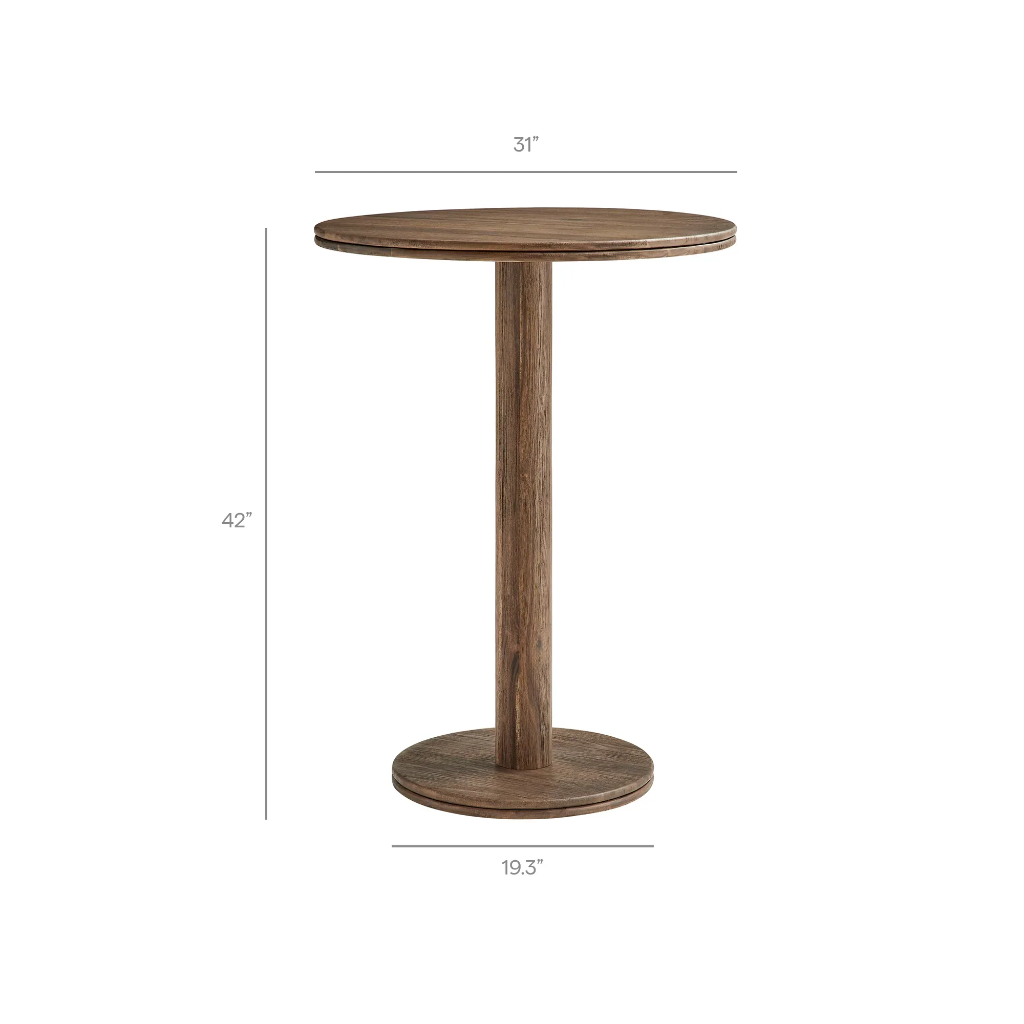 Neo 3-Piece Round Indoor - Outdoor Patio Wood Bar Table And Stool Set - Image 24