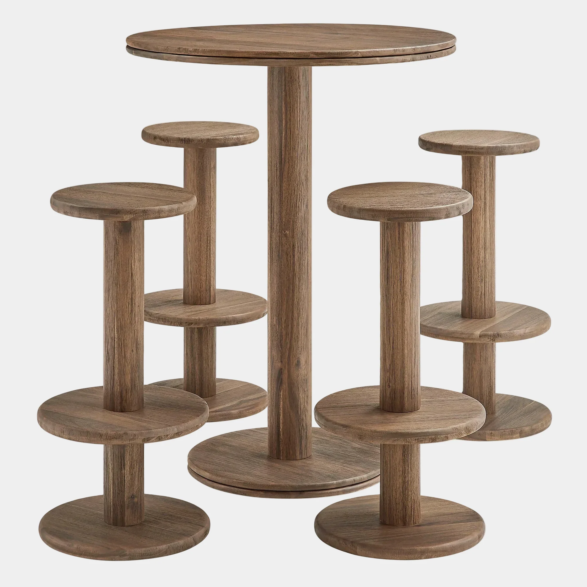 Neo 5-Piece Round Indoor - Outdoor Round Patio Bar Table And Stool Set - Image 12