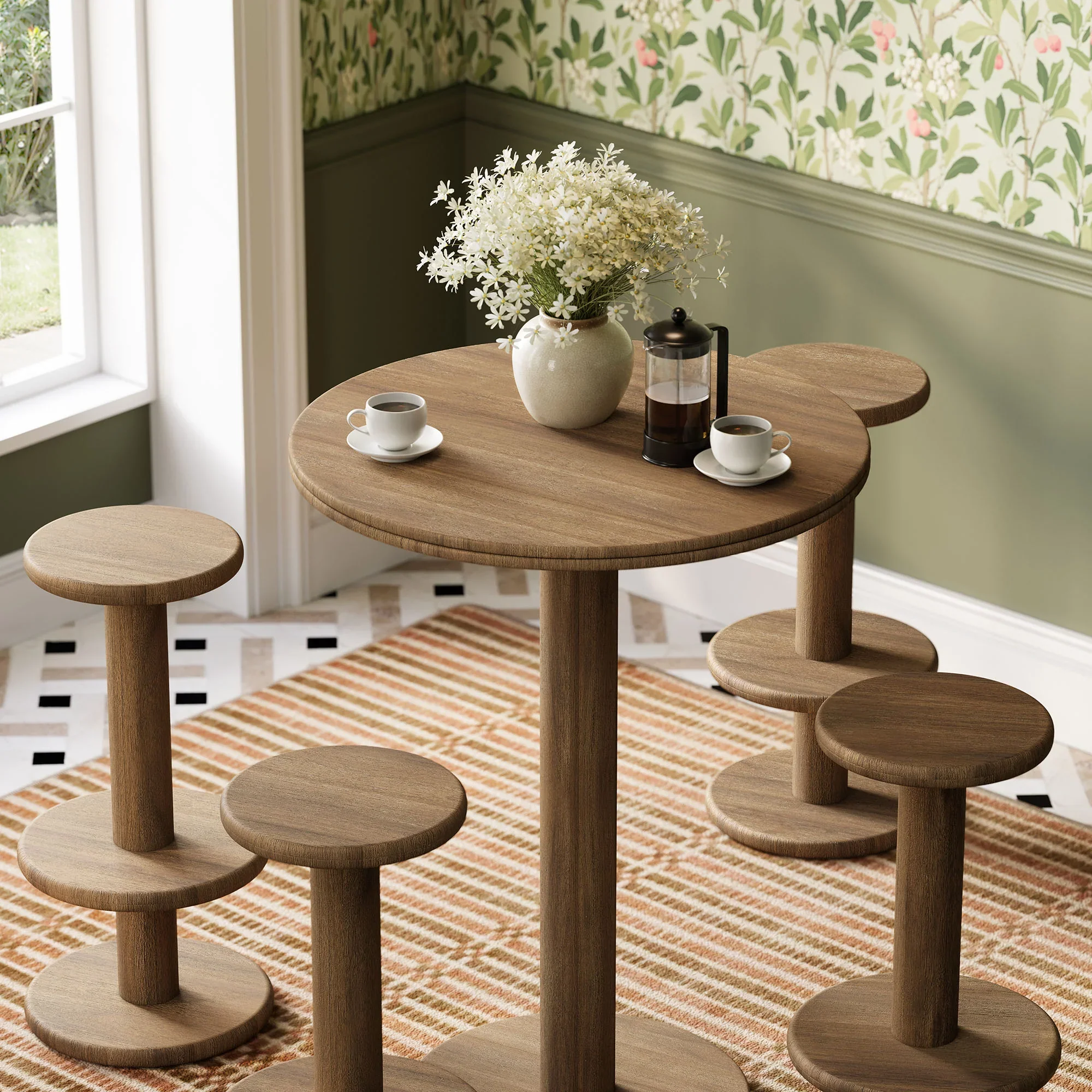 Neo 5-Piece Round Indoor - Outdoor Round Patio Bar Table And Stool Set - Image 14