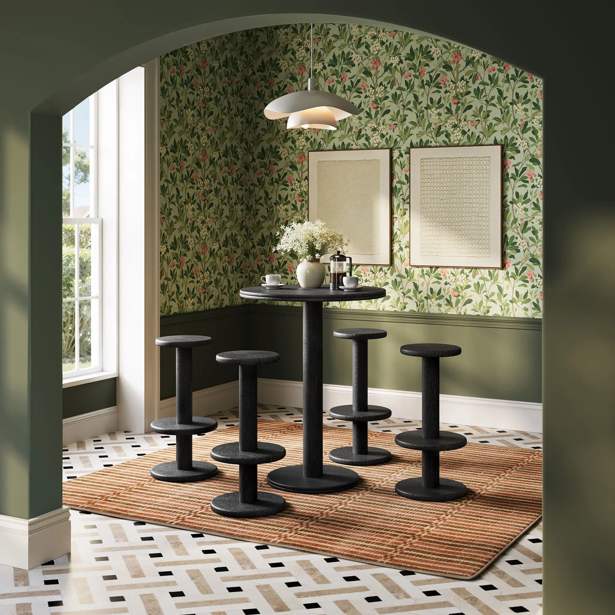 Neo 5-Piece Round Indoor - Outdoor Round Patio Bar Table And Stool Set - Image 7