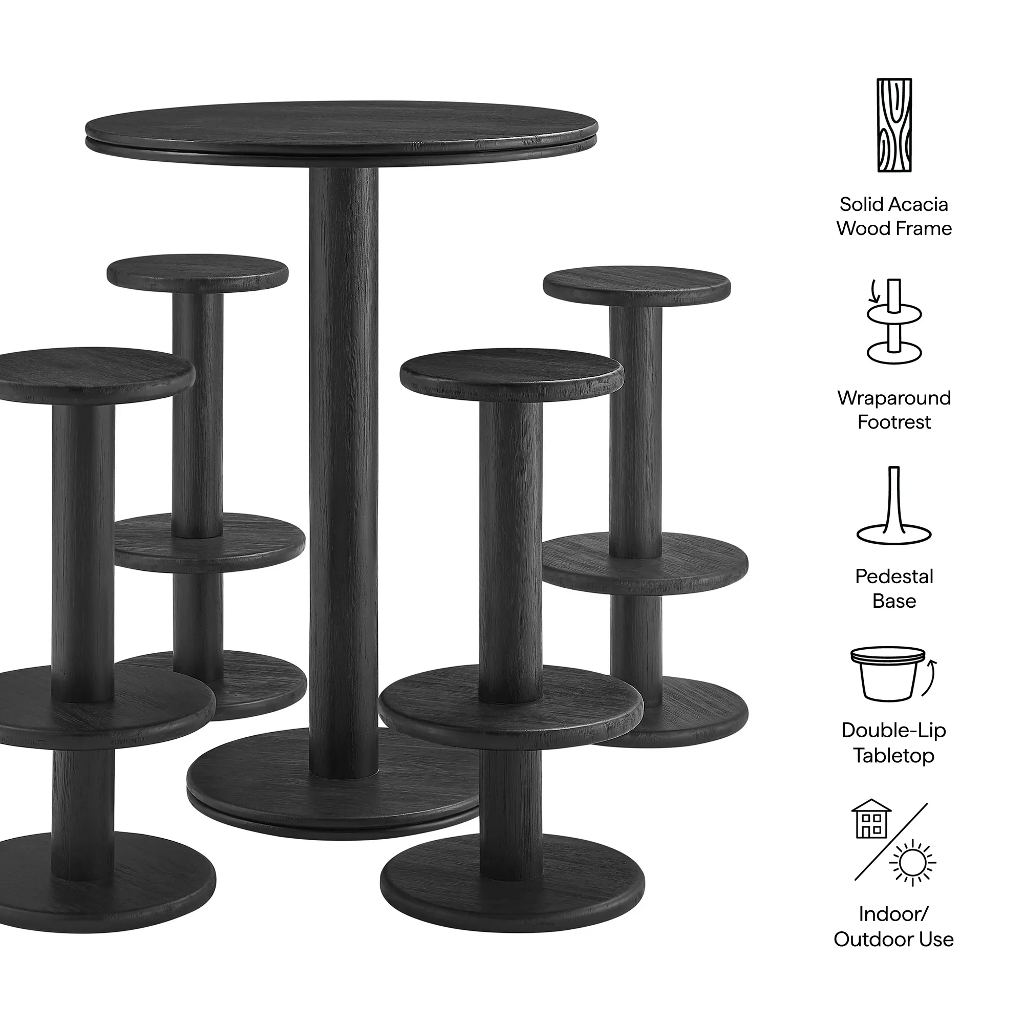 Neo 5-Piece Round Indoor - Outdoor Round Patio Bar Table And Stool Set - Image 9