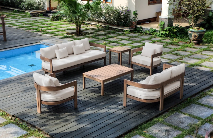 Newport Water Resistant Fabric Upholstered Outdoor Patio Chair - Image 11