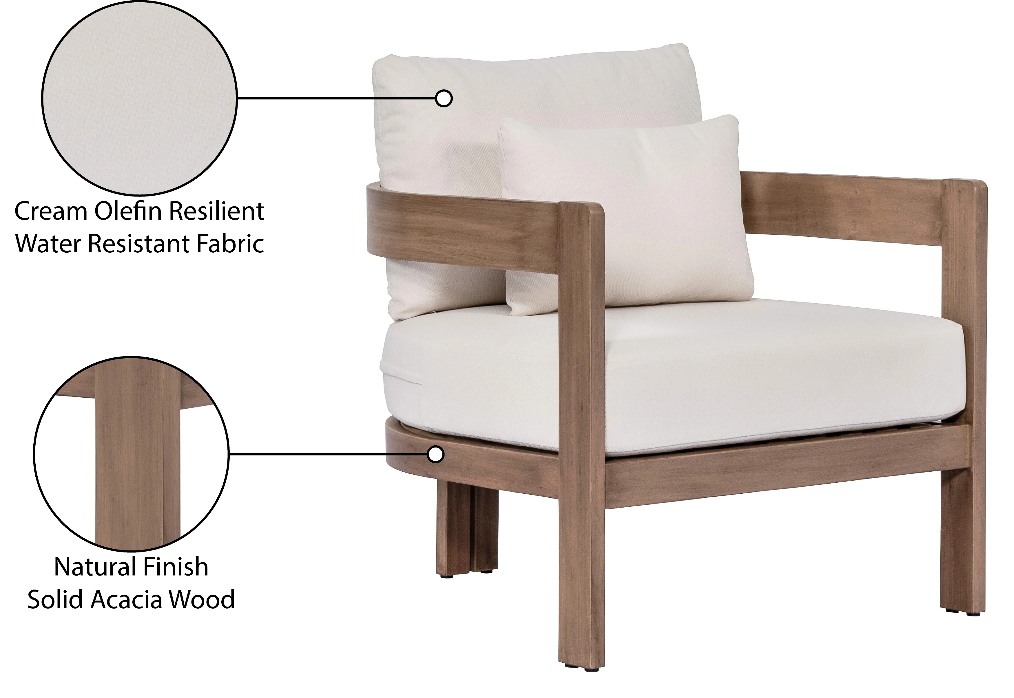 Newport Water Resistant Fabric Upholstered Outdoor Patio Chair - Image 18