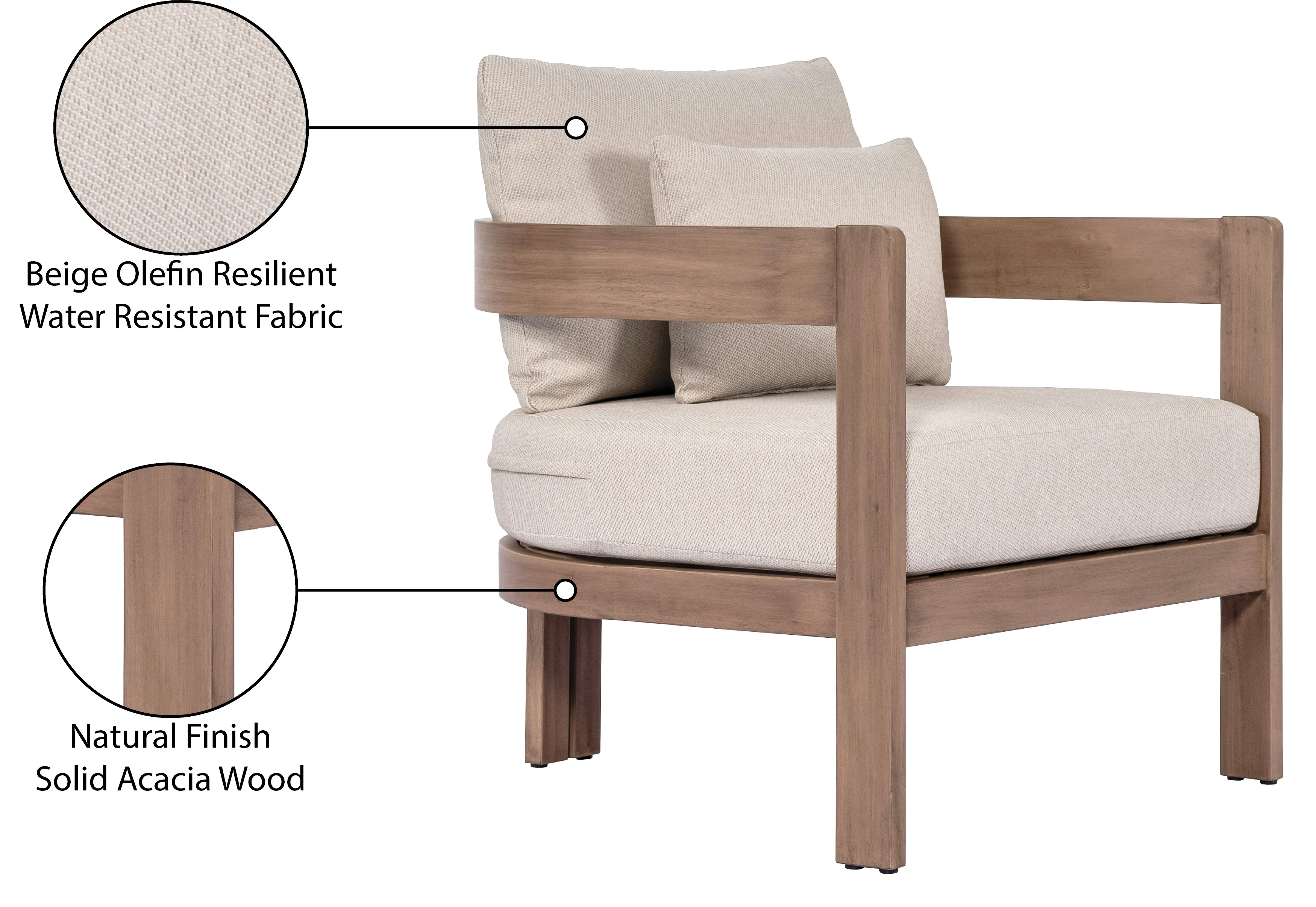 Newport Water Resistant Fabric Upholstered Outdoor Patio Chair - Image 27