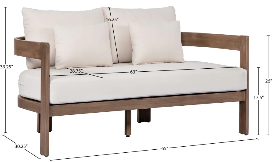 Newport Water Resistant Fabric Upholstered Outdoor Patio Loveseat - Image 17