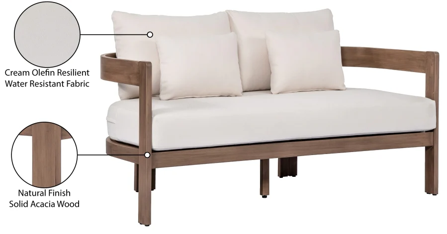 Newport Water Resistant Fabric Upholstered Outdoor Patio Loveseat - Image 18