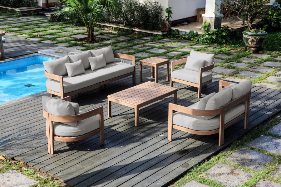 Newport Water Resistant Fabric Upholstered Outdoor Patio Loveseat - Image 2
