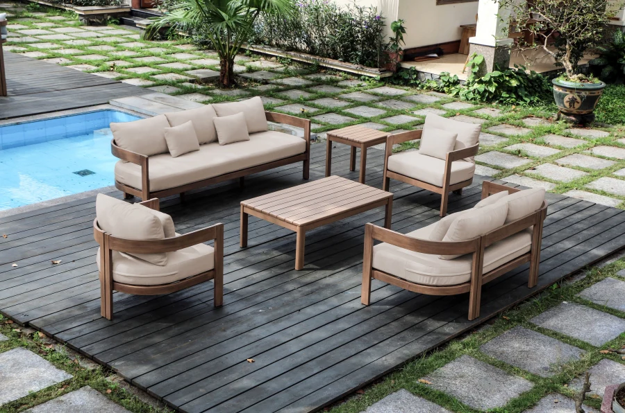Newport Water Resistant Fabric Upholstered Outdoor Patio Loveseat - Image 20