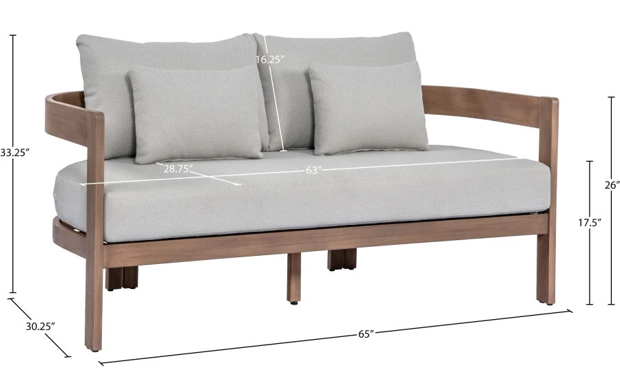 Newport Water Resistant Fabric Upholstered Outdoor Patio Loveseat - Image 8