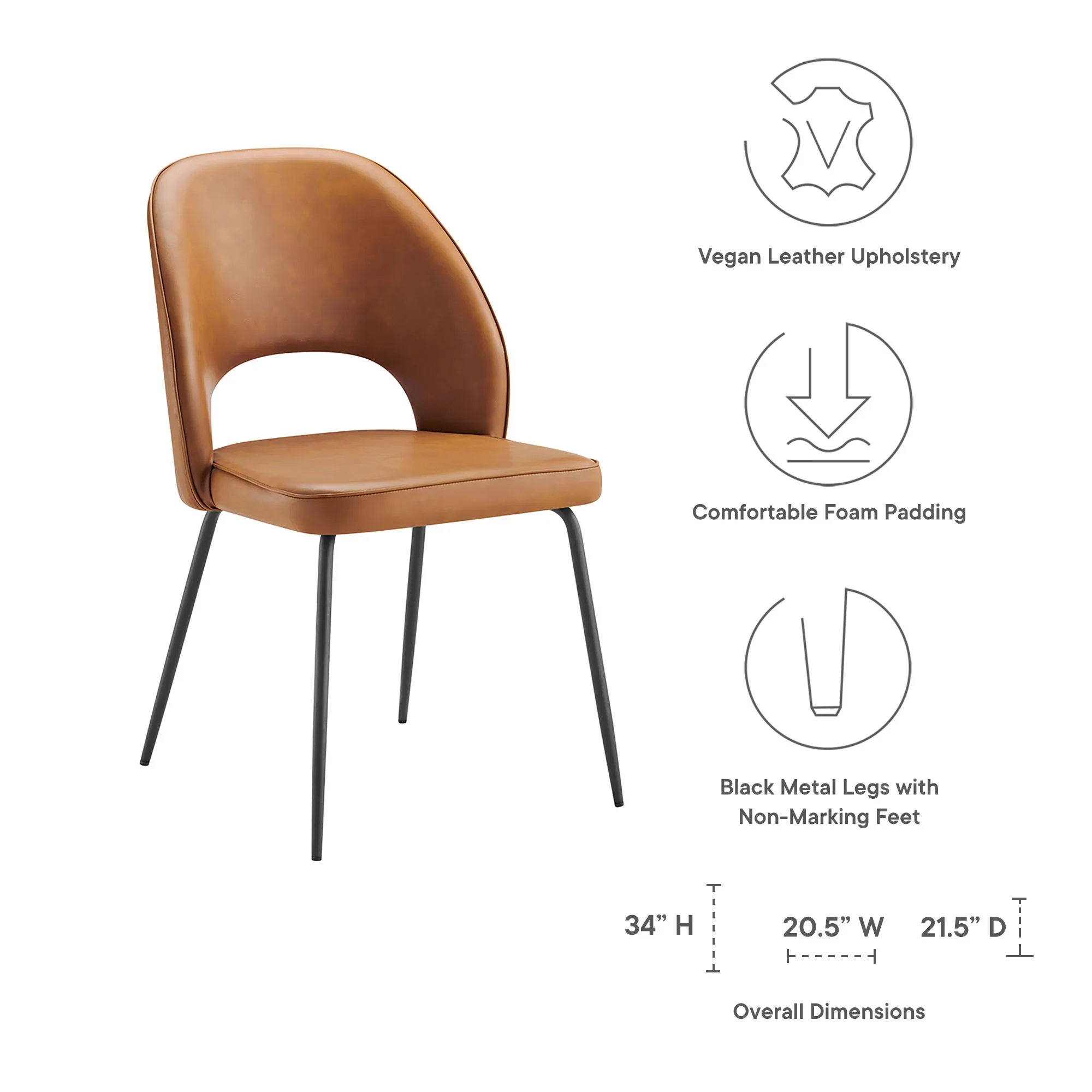 Nico Vegan Leather Dining Chair Set of 2 - Image 2